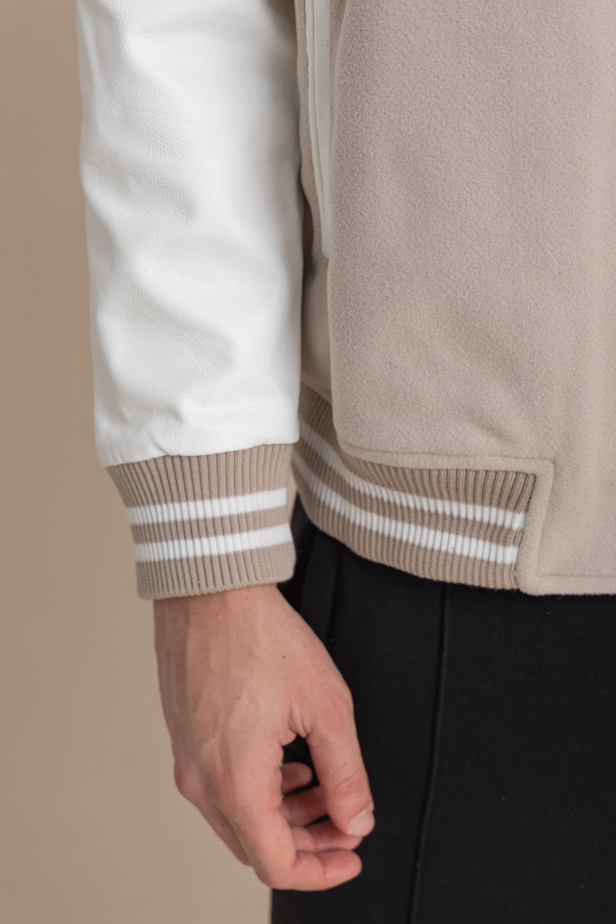 Beige Varsity Jacket