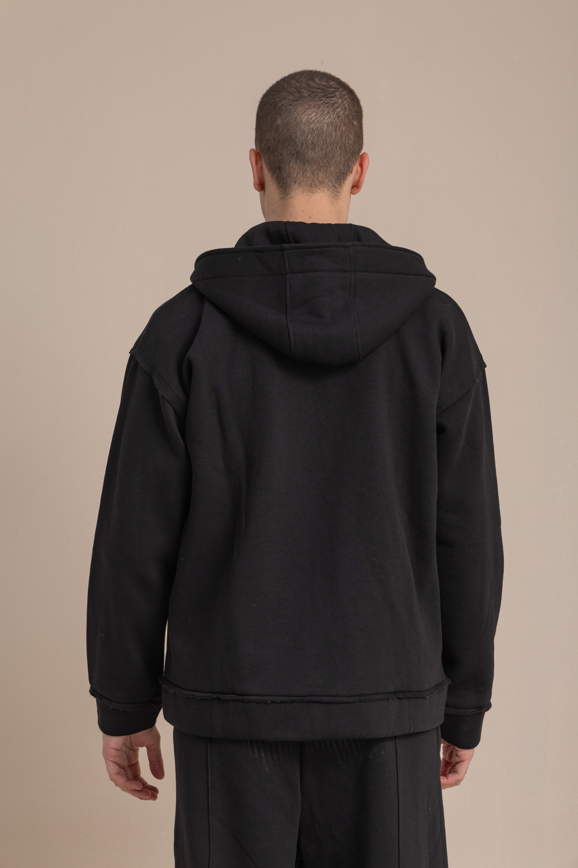 Black Zip Up Distressed Hoodie Black Zip Up Distressed Hoodie