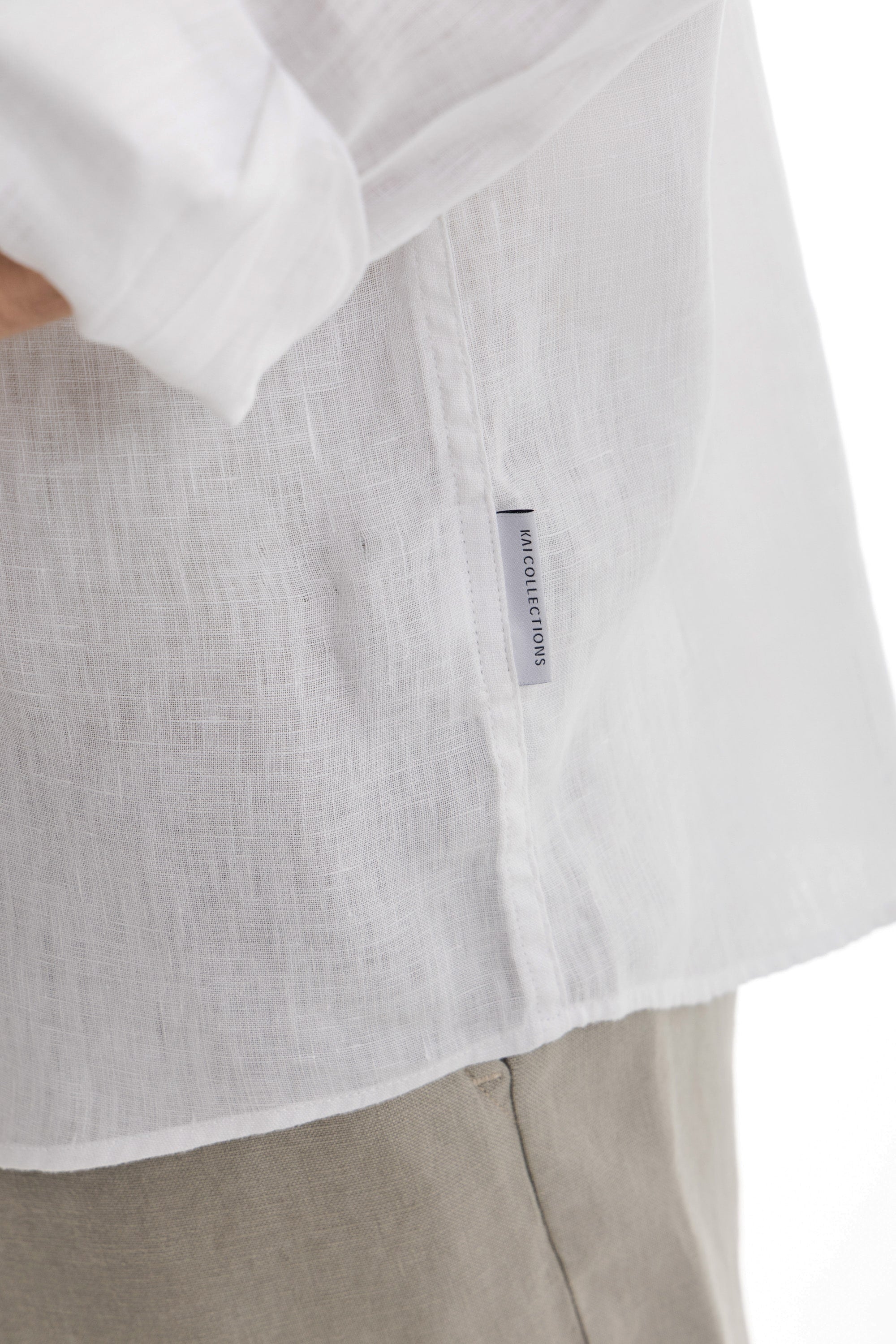 White Semi Collar Linen Shirt White Semi Collar Linen Shirt