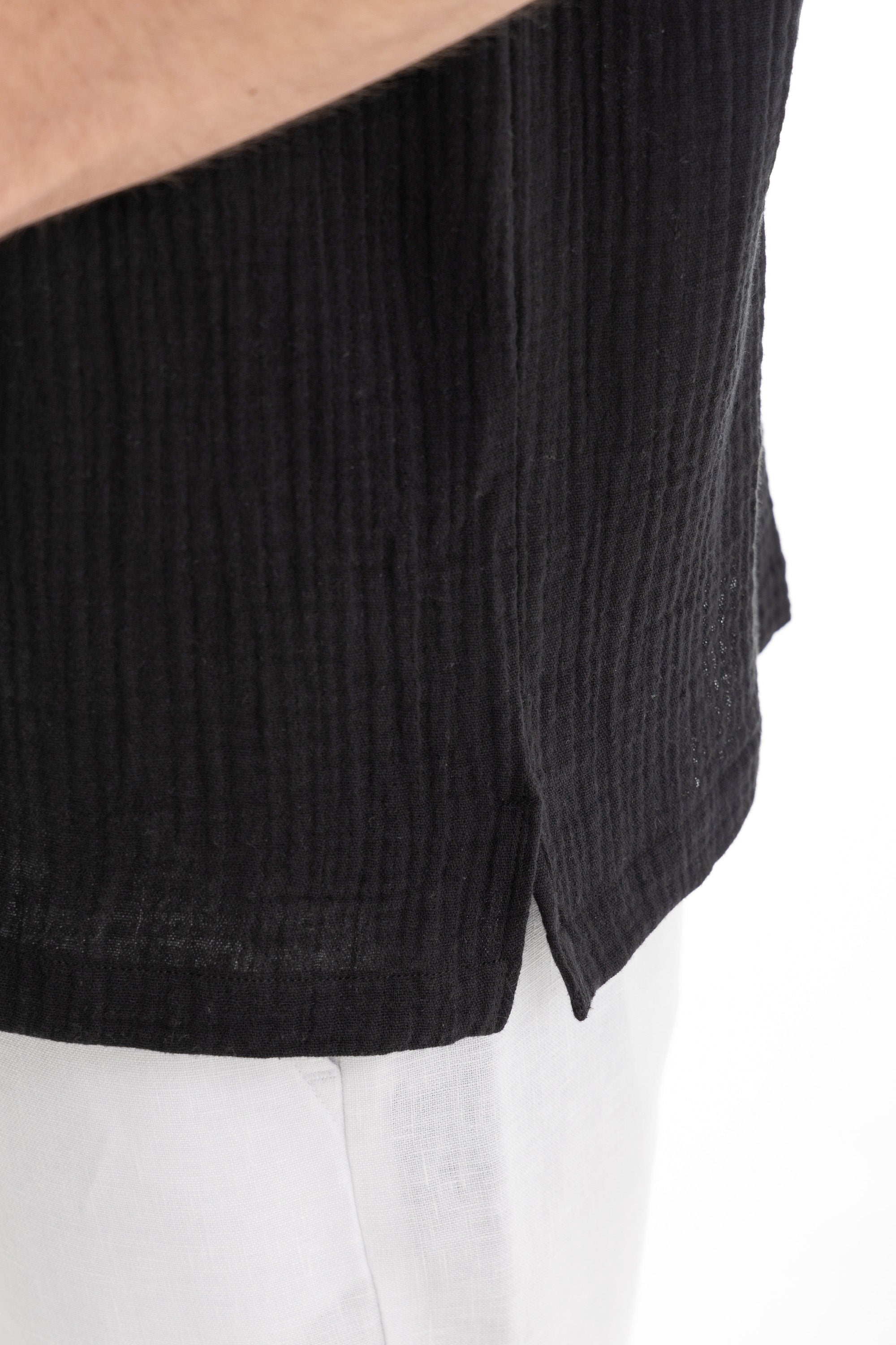 Black Crinkle Texture Shirt