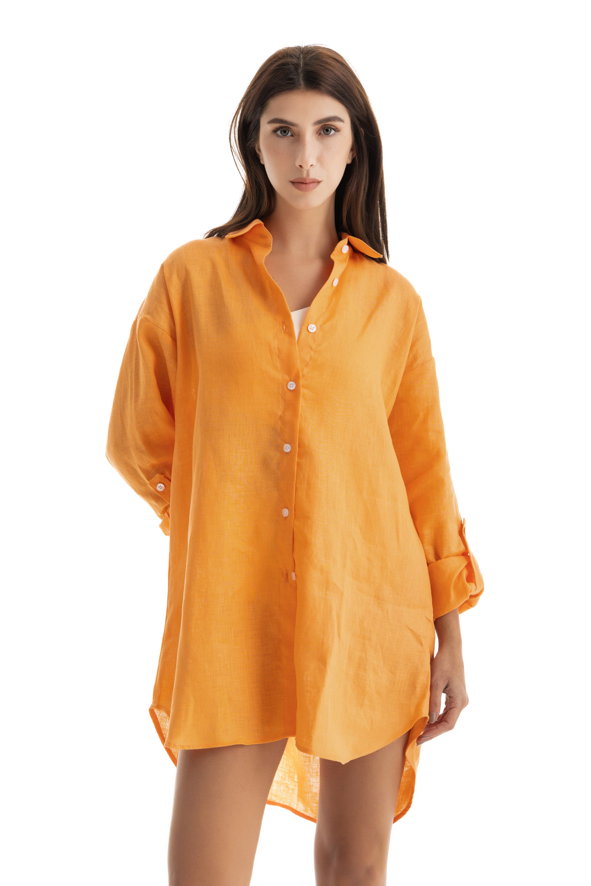Women's Orange Linen Cover Up