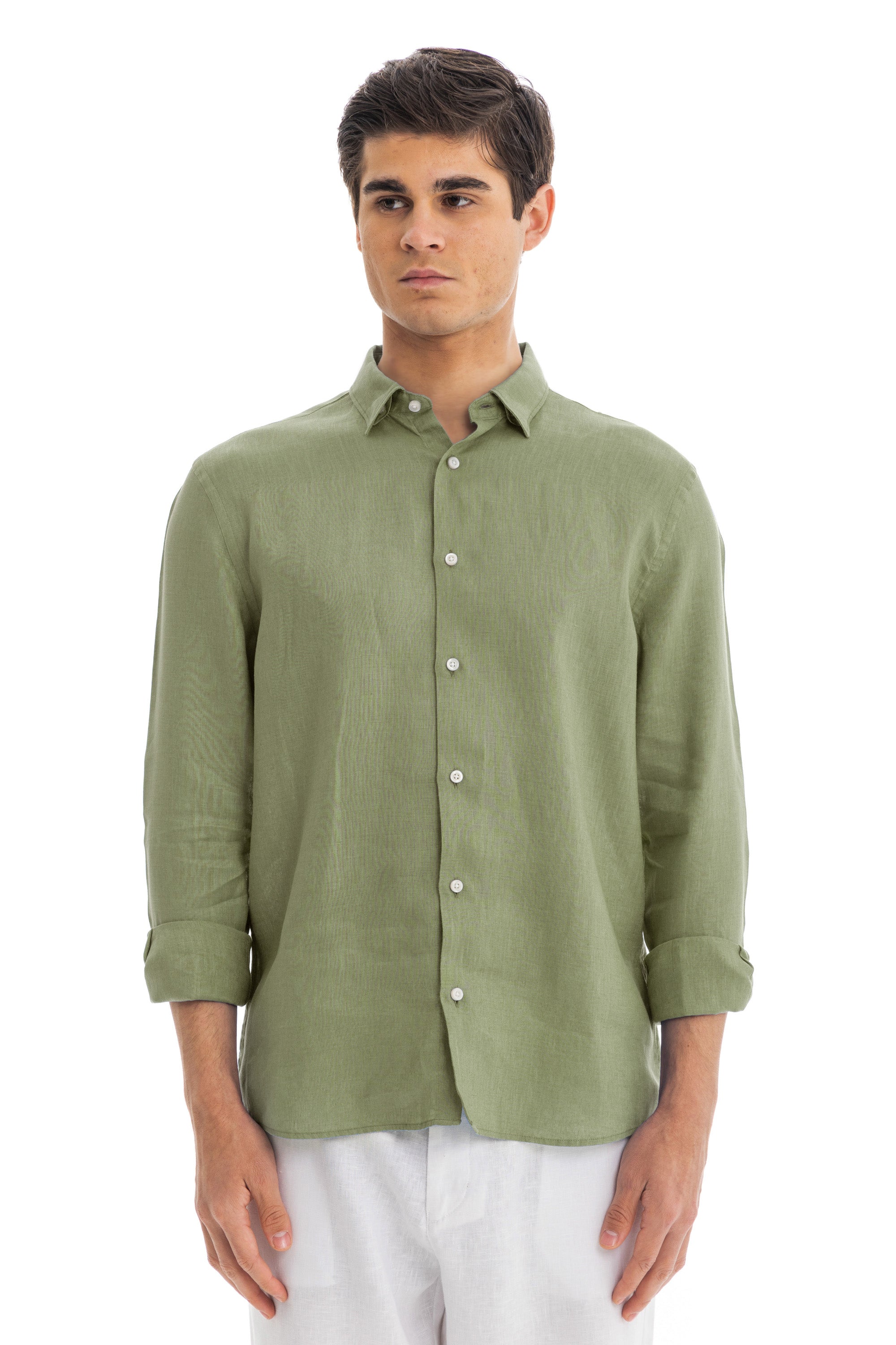 Men's Pistachio Linen Shirt