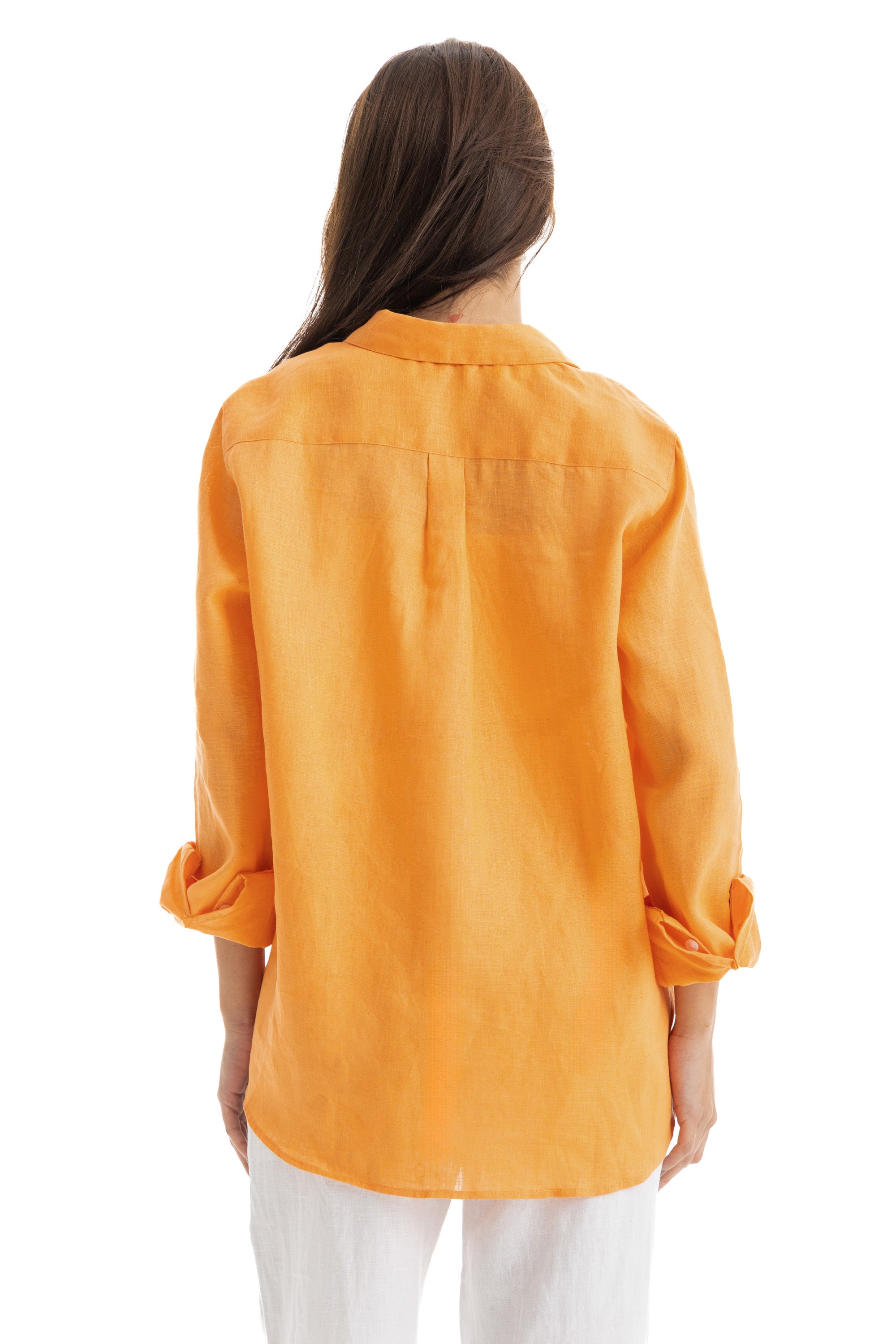 Womens Orange Linen Shirt Womens Orange Linen Shirt