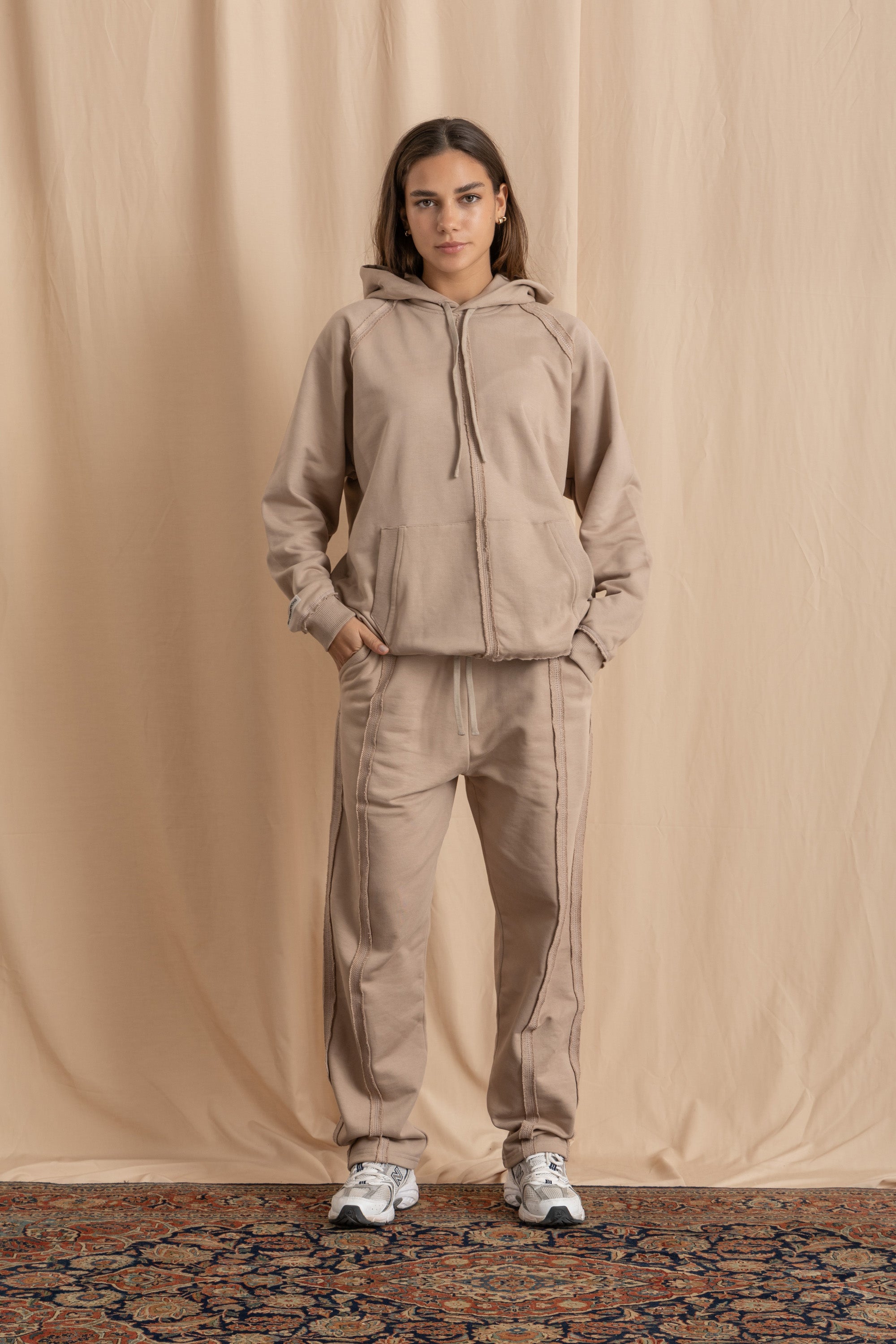 Unisex Beige Distressed Hoodie Unisex Beige Distressed Hoodie