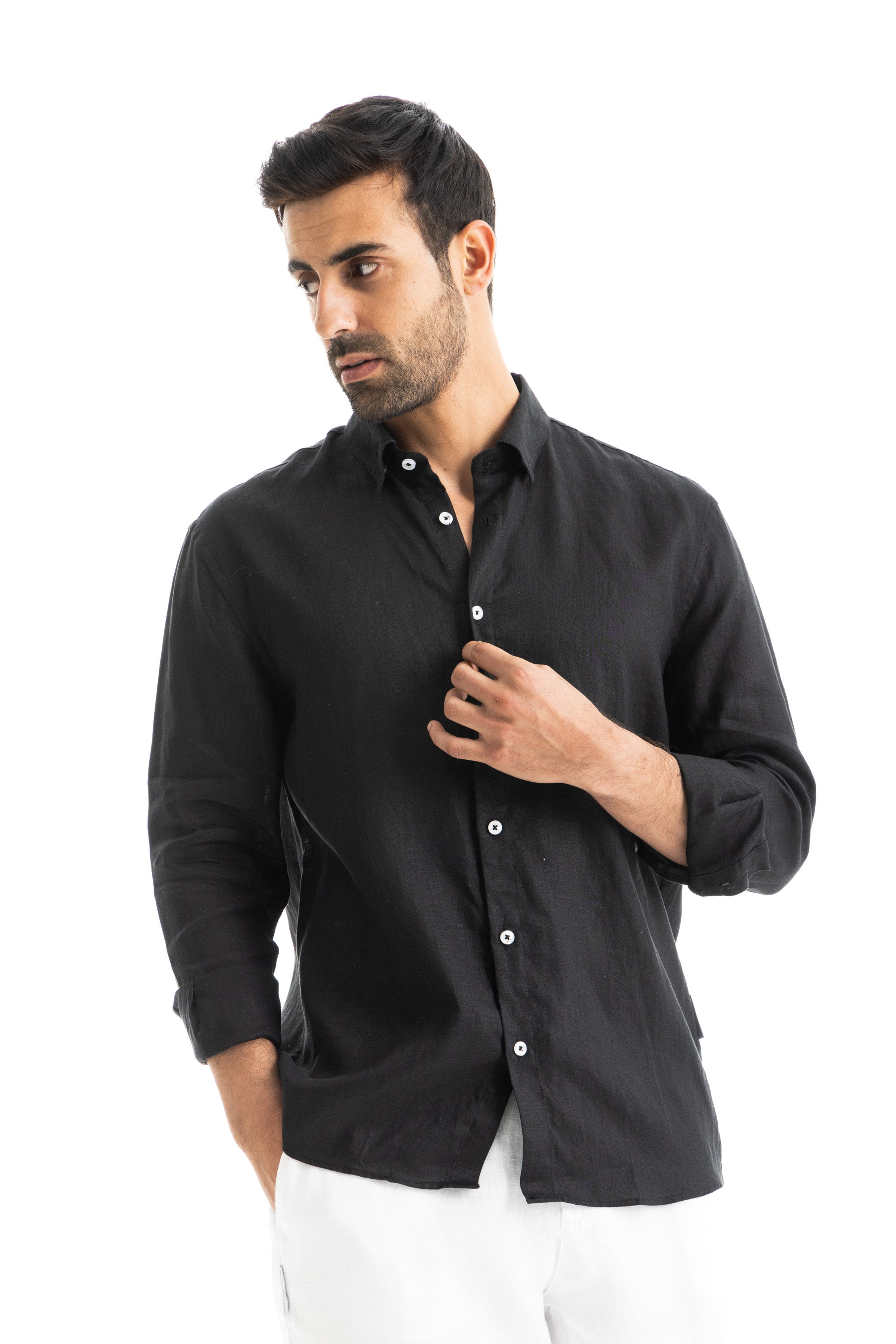 Men's Black Linen Shirt