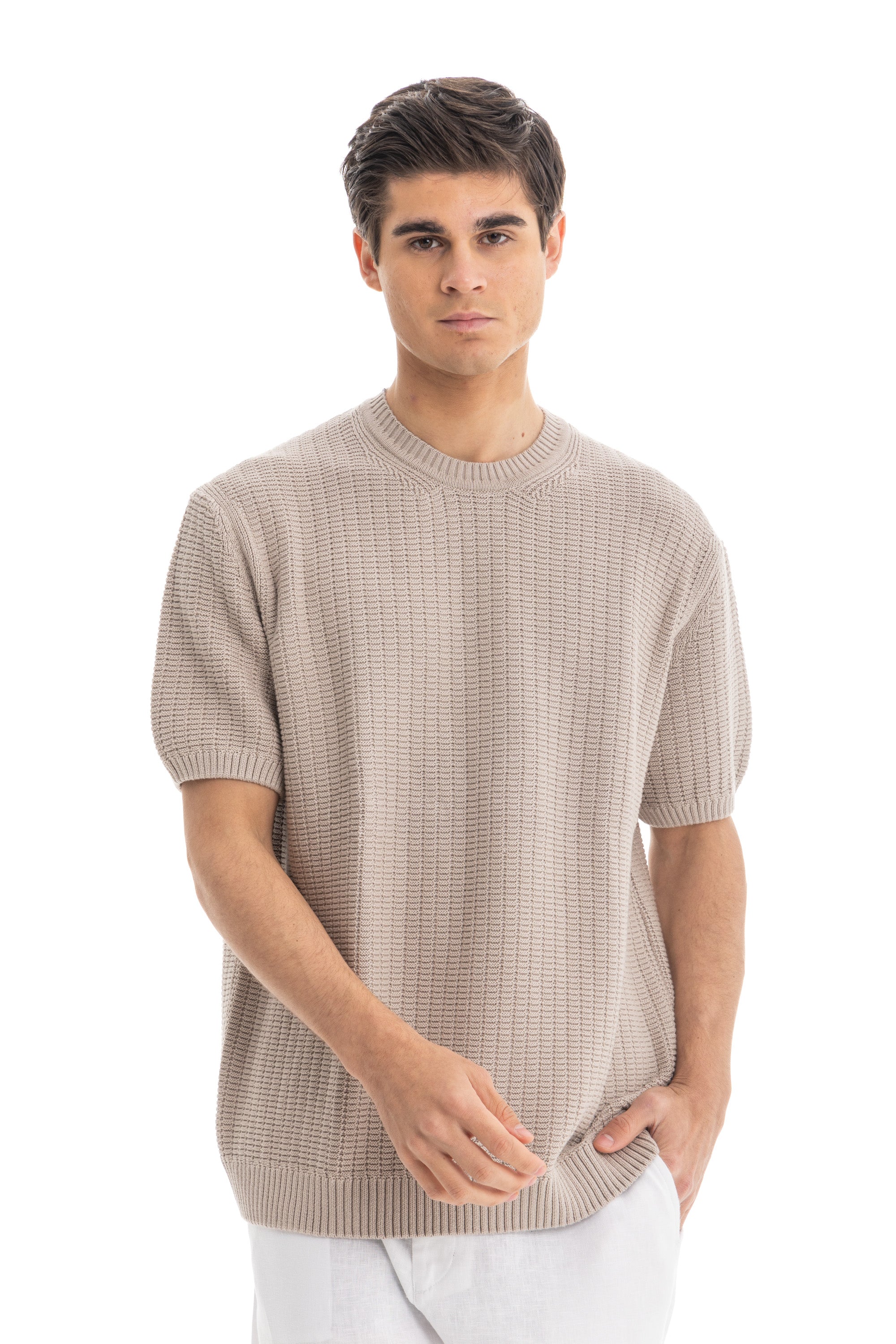 Beige Knit Heavy T-Shirt