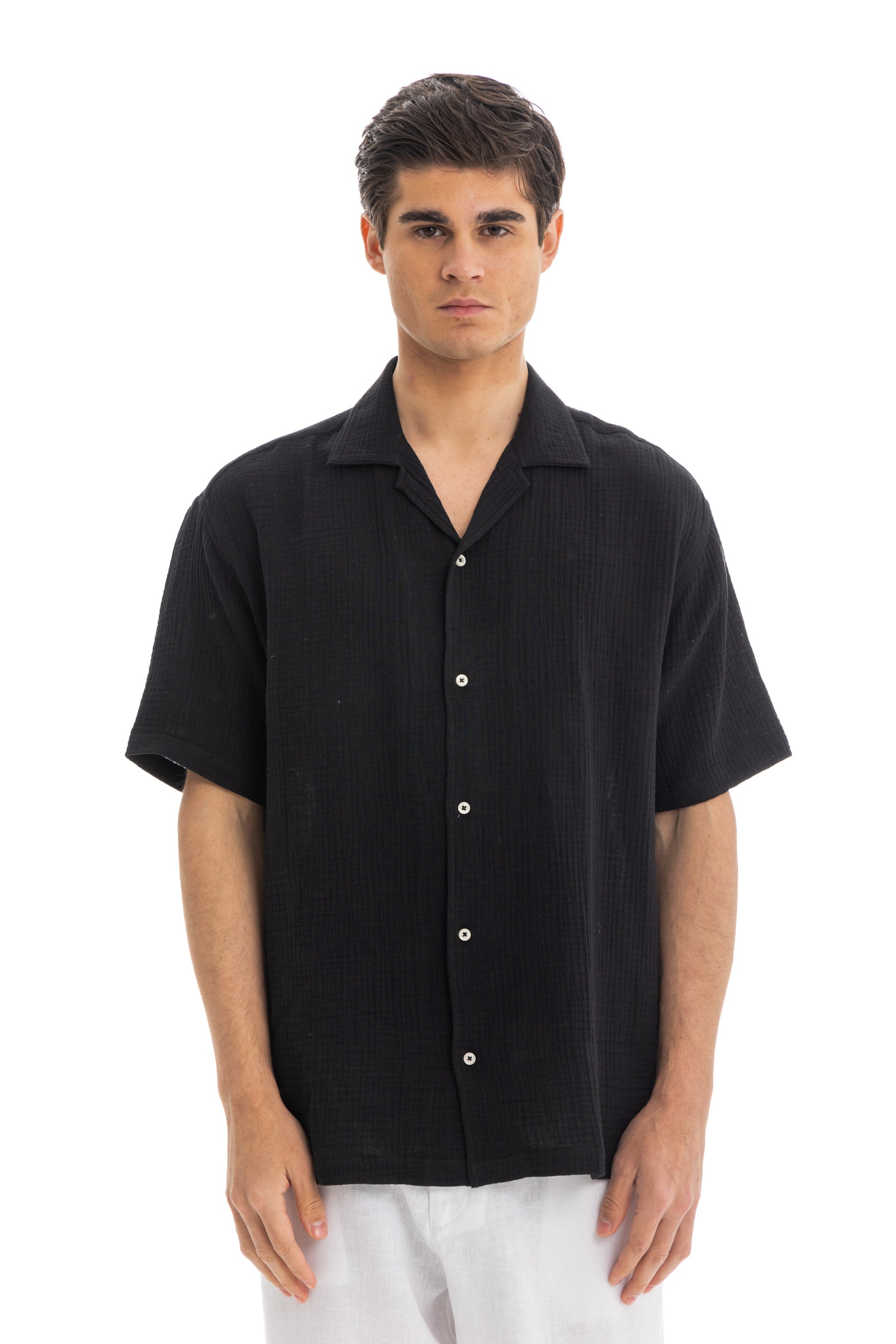 Black Crinkle Texture Shirt Black Crinkle Texture Shirt