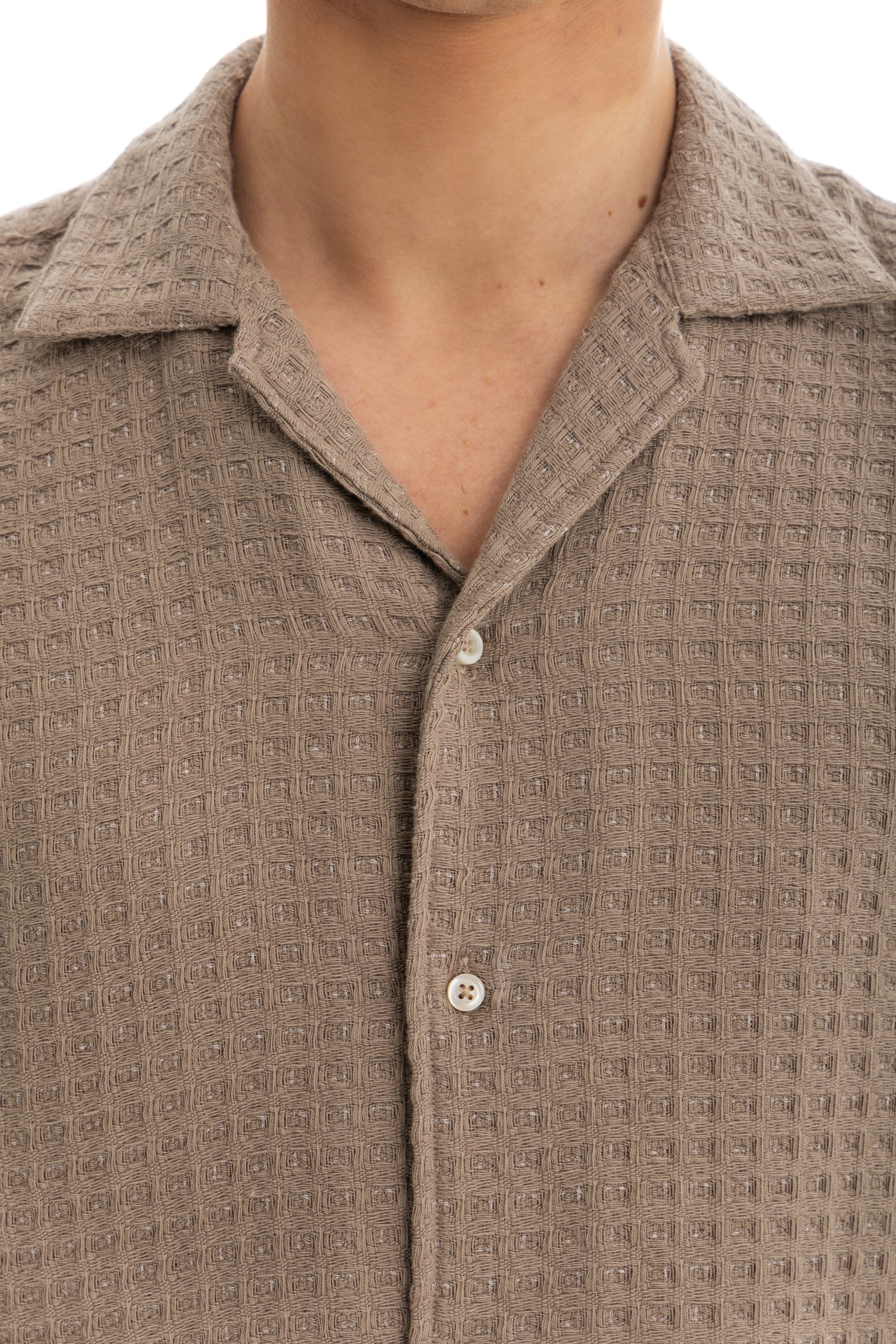 Khaki Honey-Comb Cuban Shirt Khaki Honey-Comb Cuban Shirt