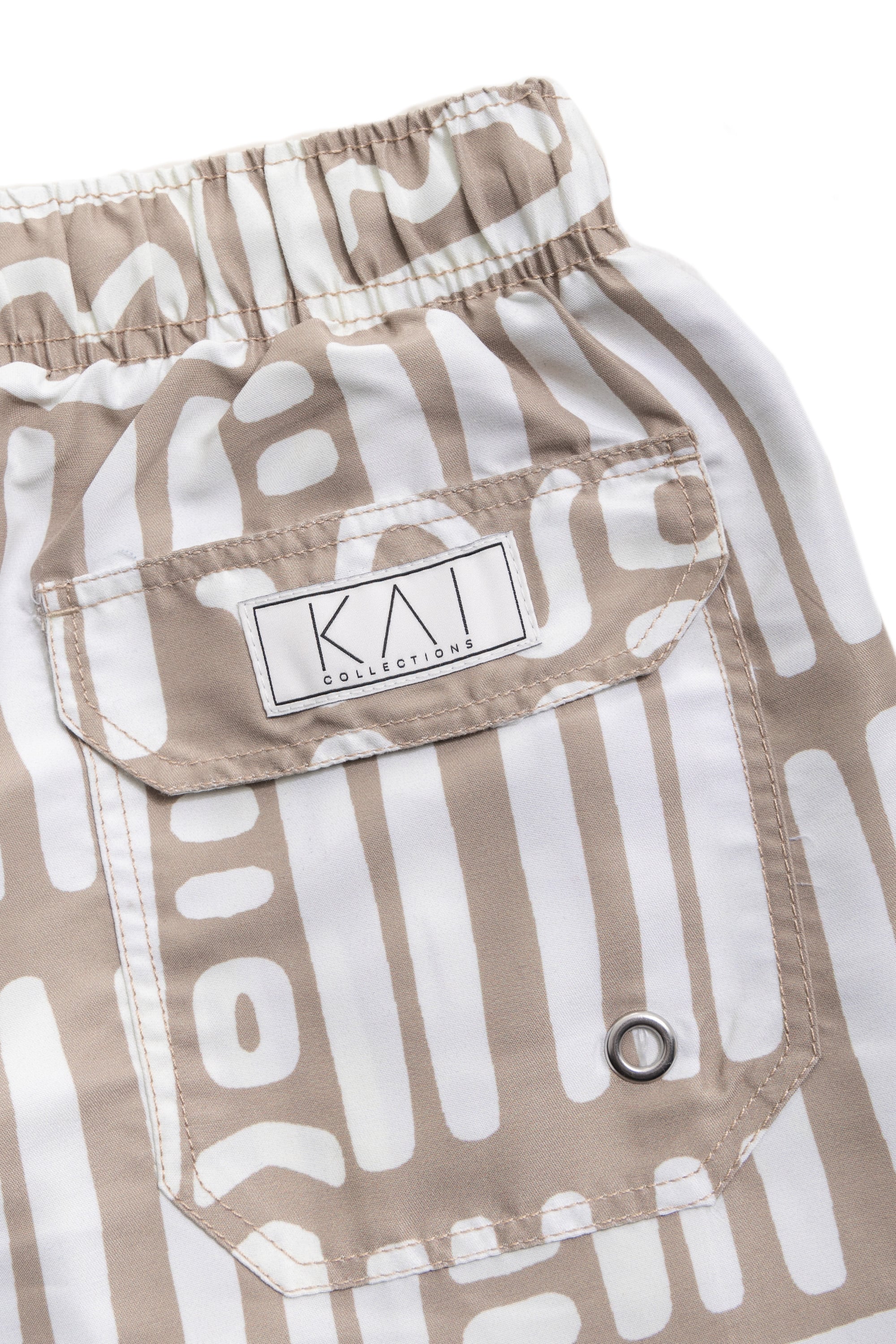 Beige Abstract Swim Shorts Beige Abstract Swim Shorts