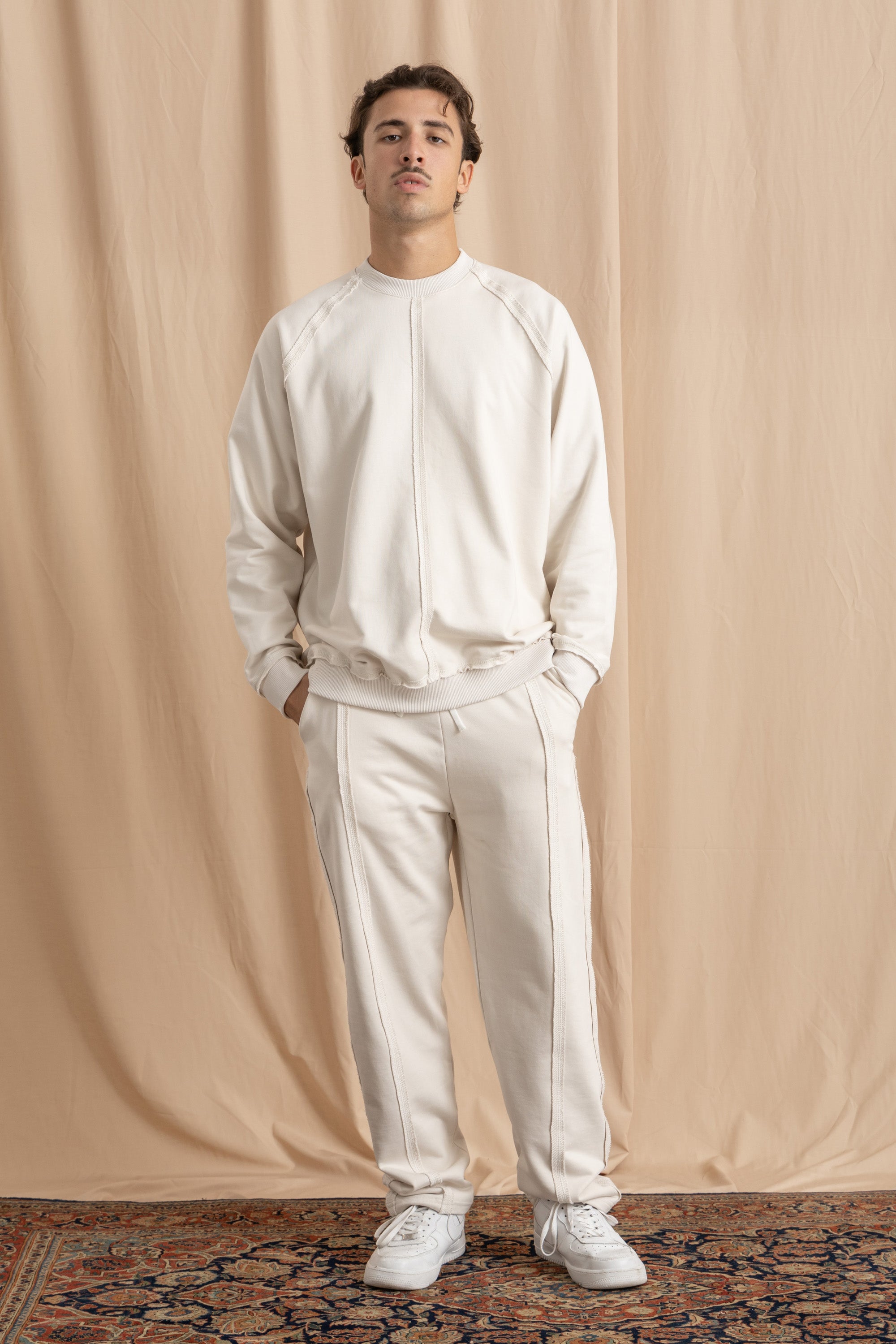 Unisex Off-White Distressed Sweatshirt Unisex Off-White Distressed Sweatshirt