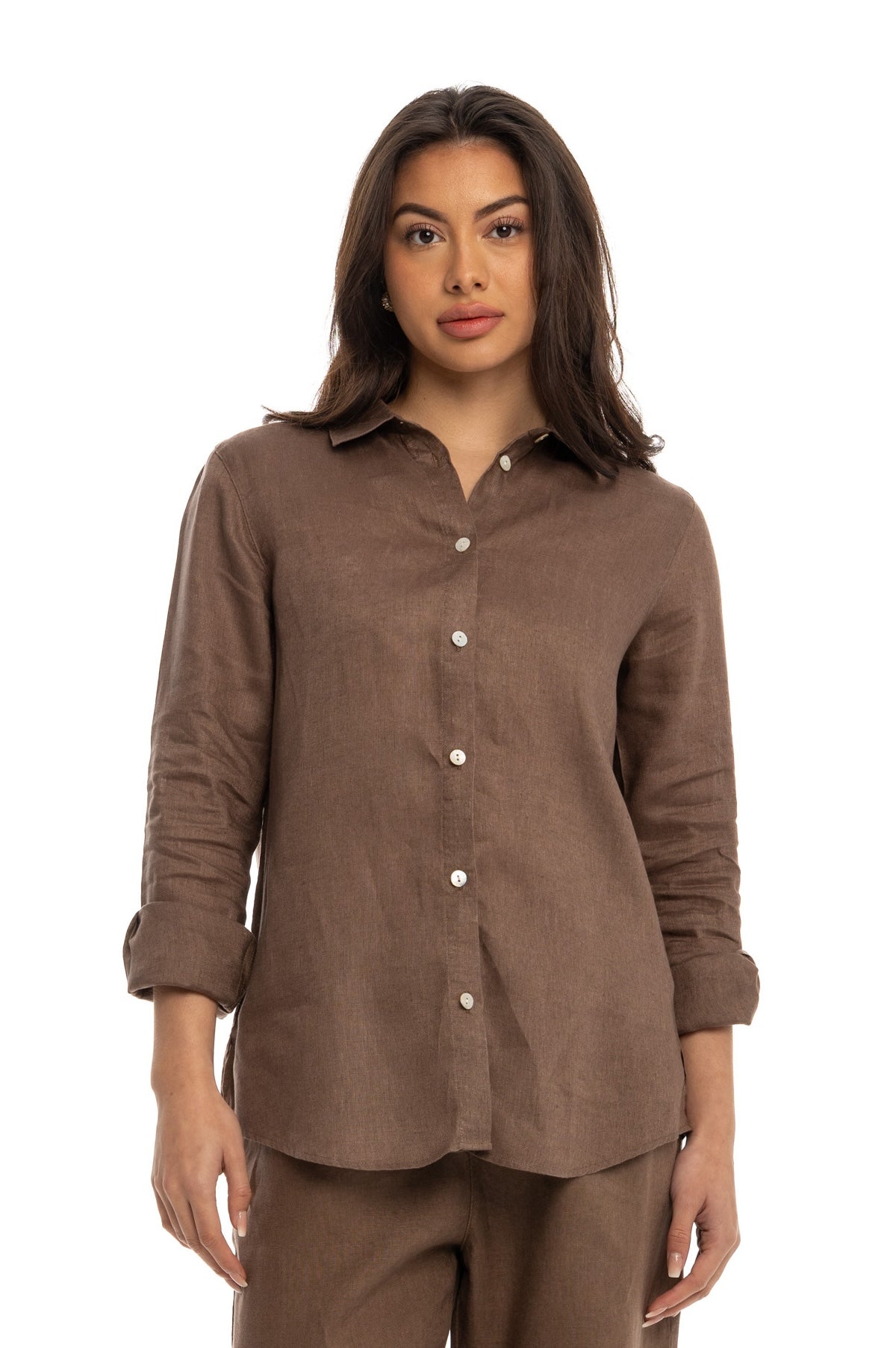 Women's Brown Linen Shirt