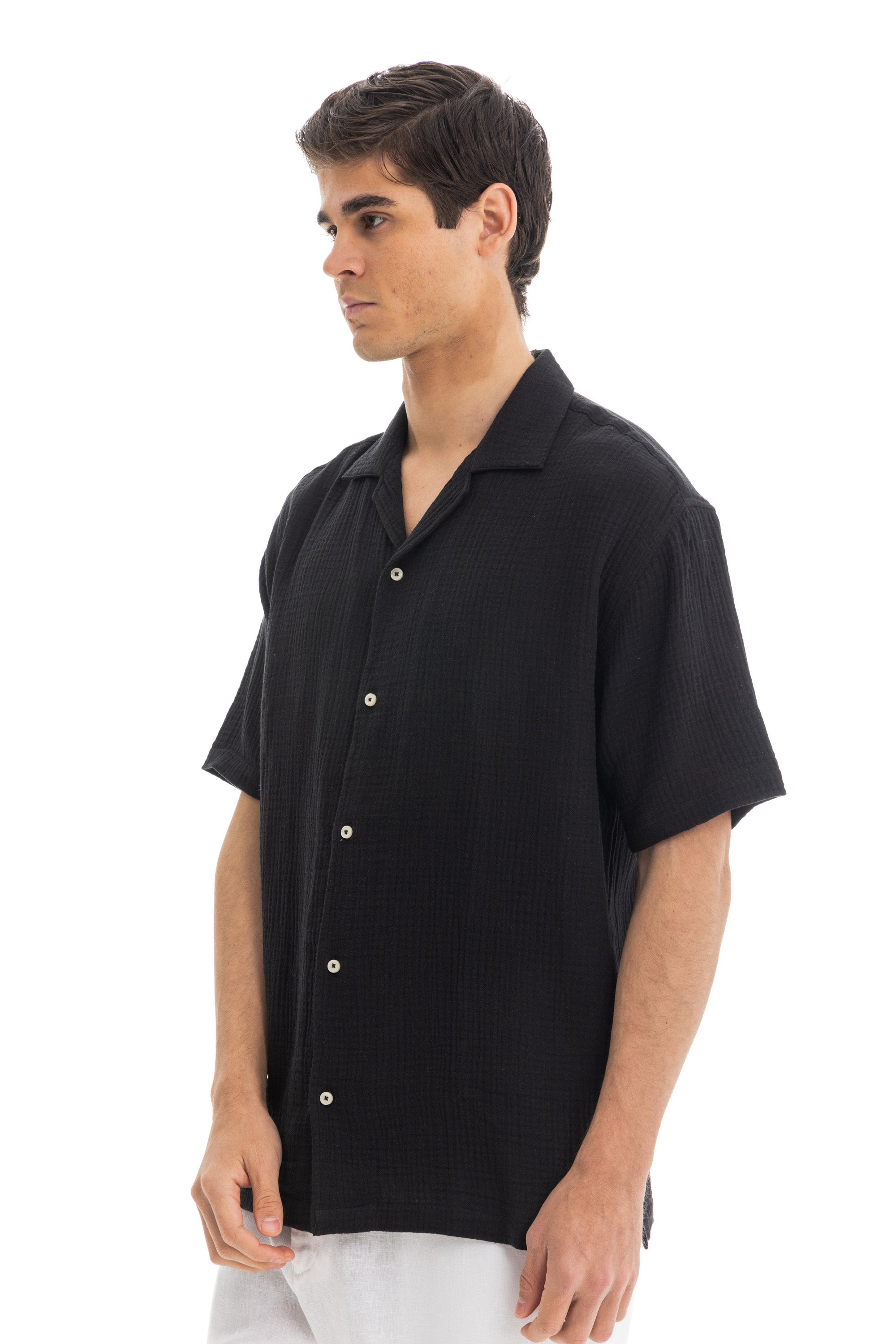 Black Crinkle Texture Shirt