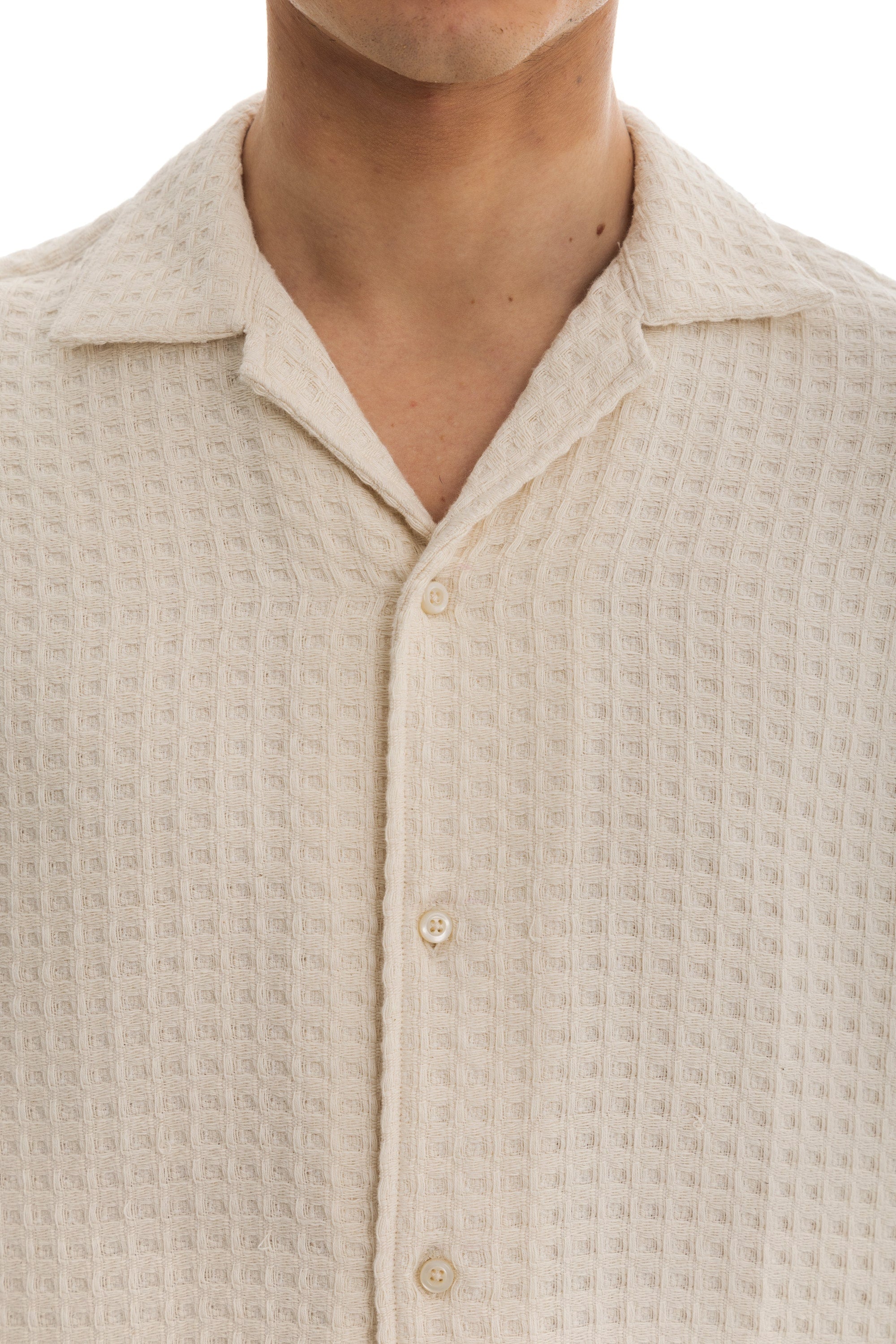 Off-White Honey-Comb Cuban Shirt Off-White Honey-Comb Cuban Shirt