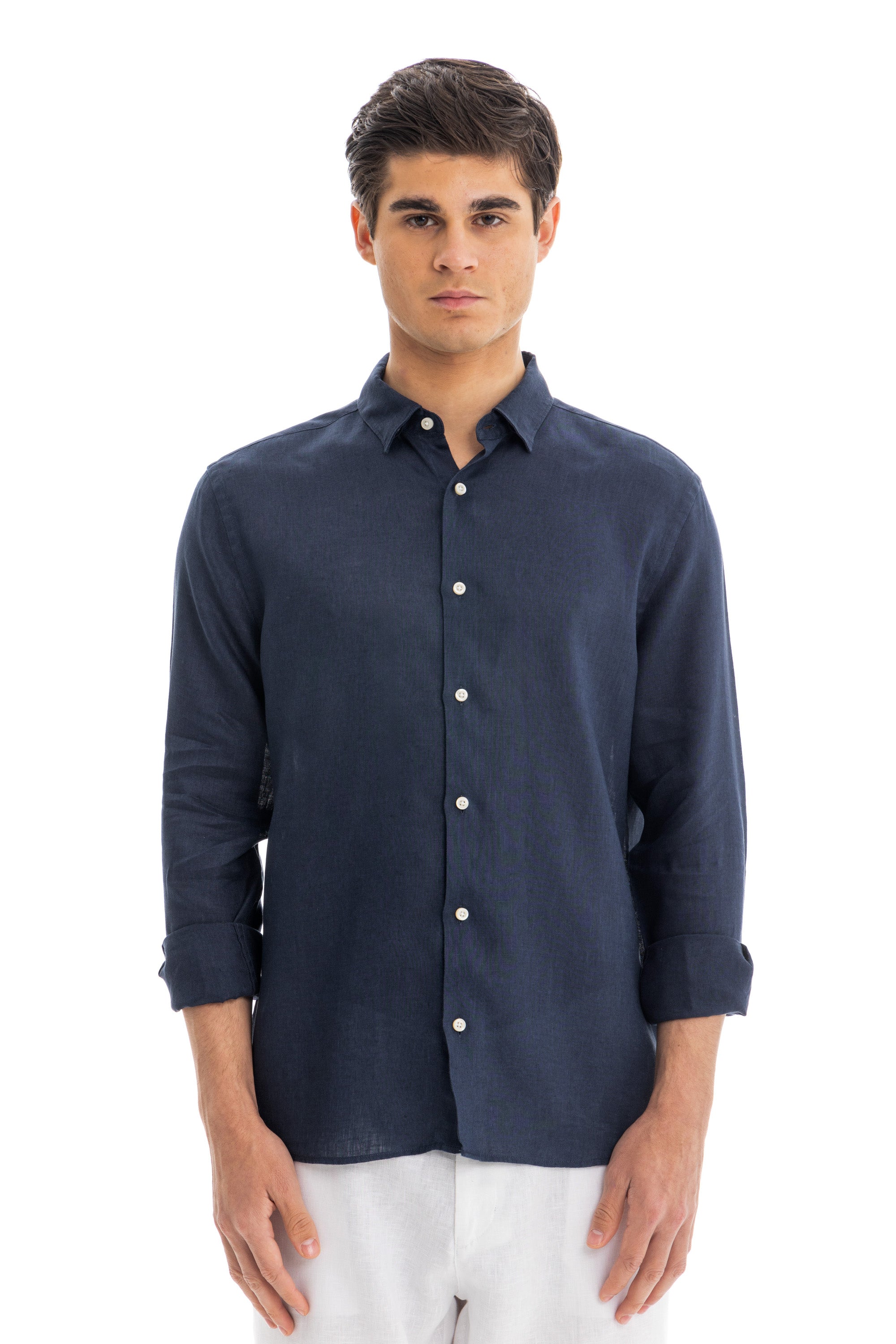 Men's Navy Linen Shirt