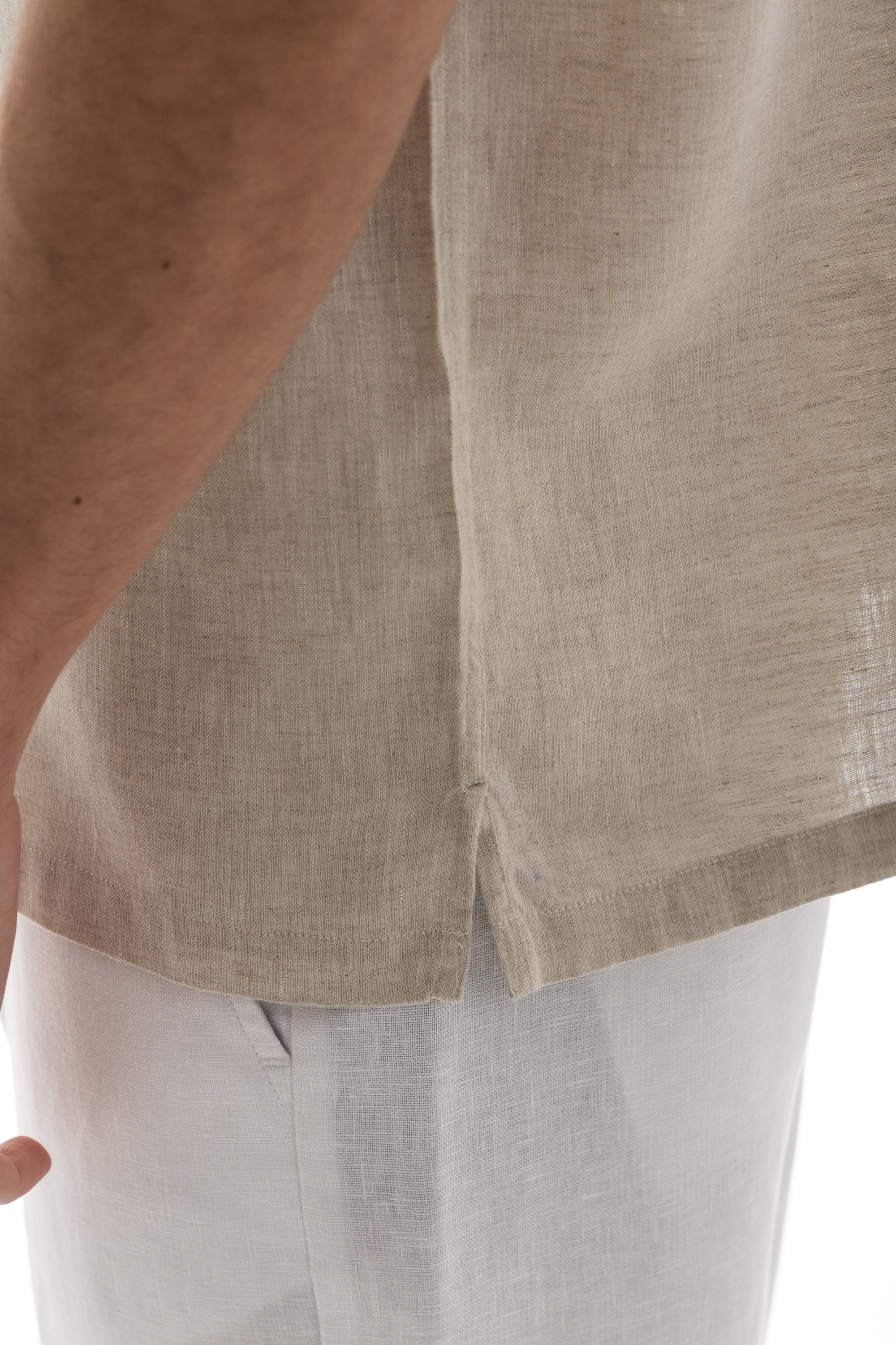 Beige Cuban Linen Shirt Short Sleeve Beige Cuban Linen Shirt Short Sleeve