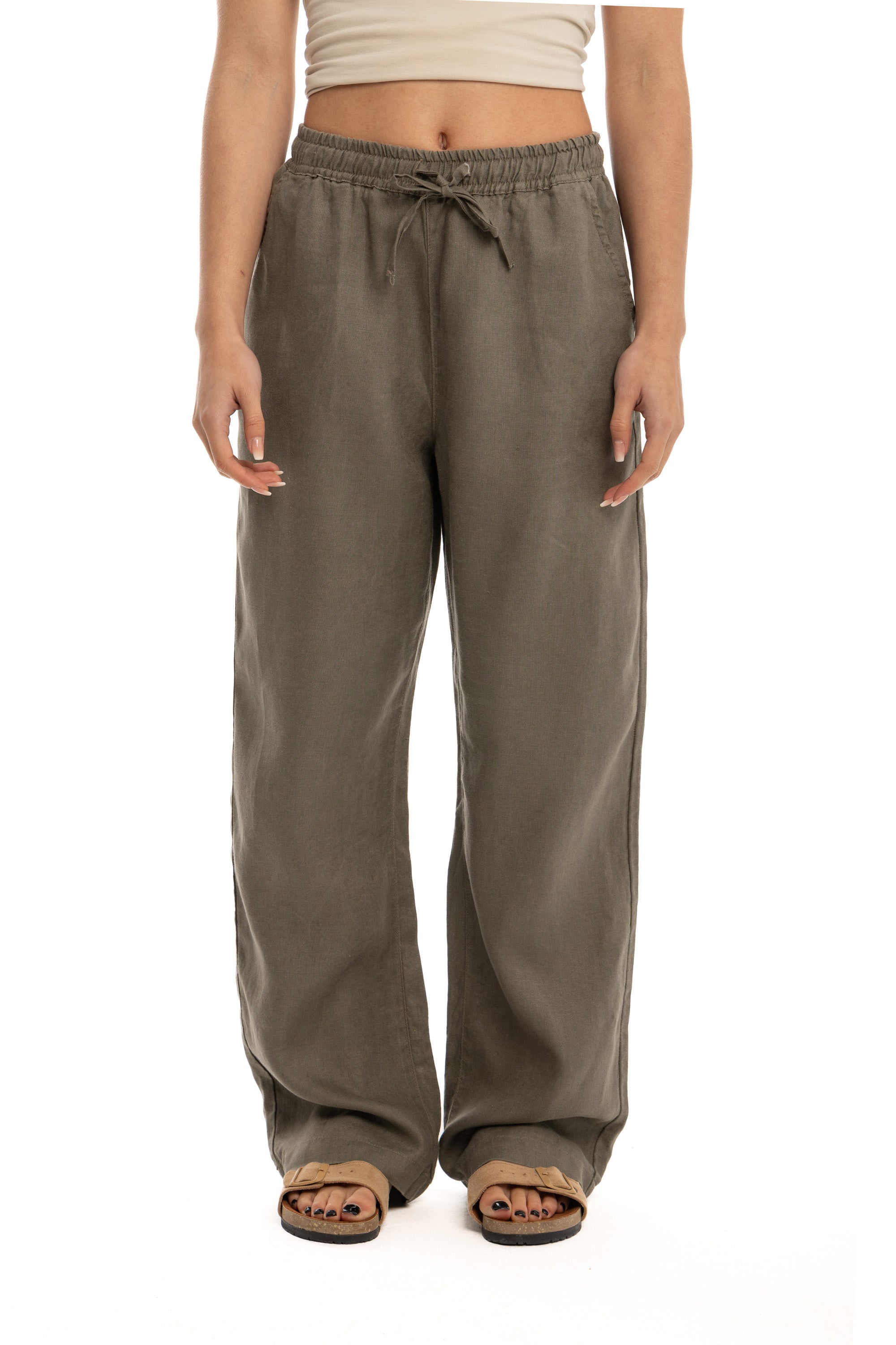 Women's Olive Linen Pants