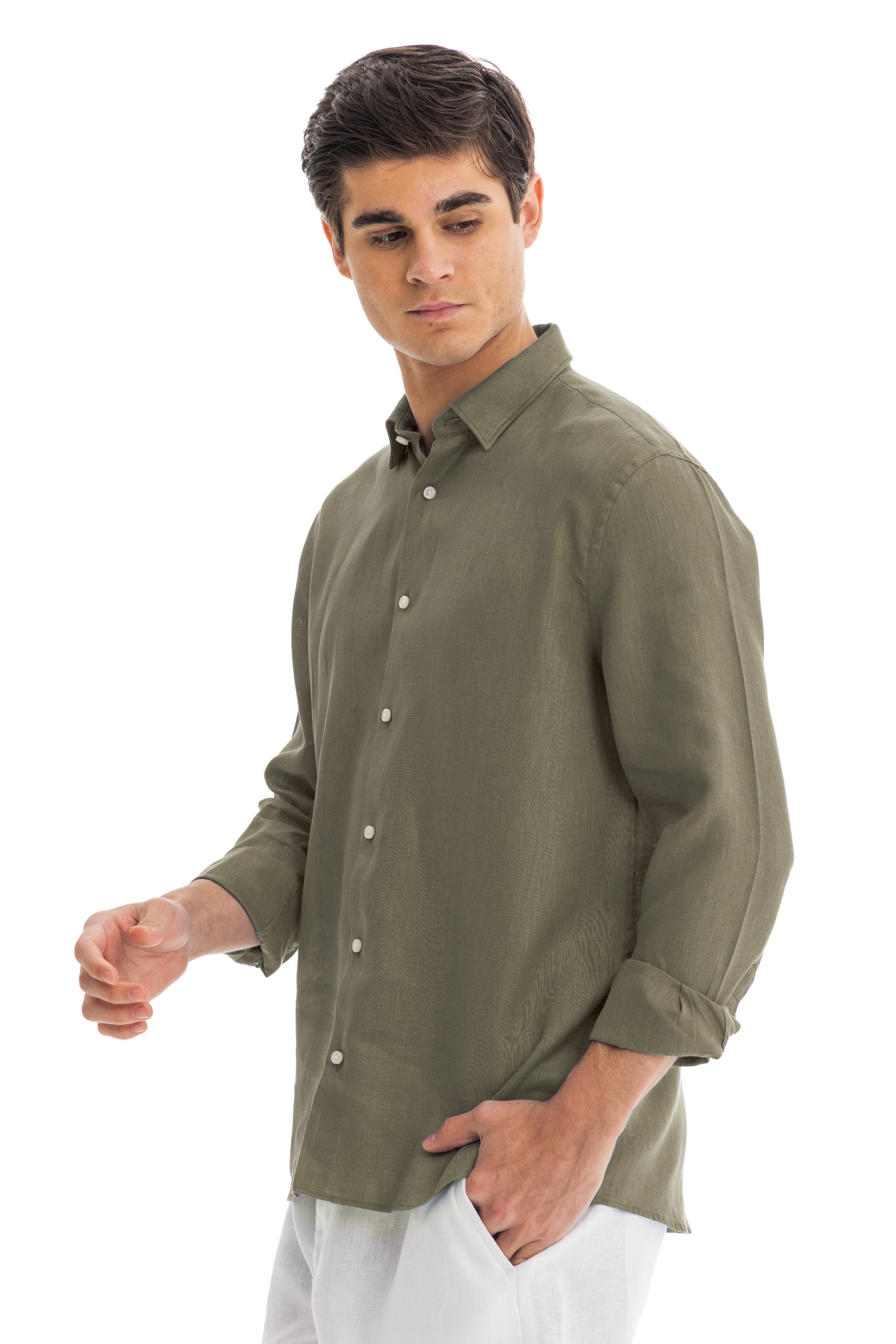 Men`s Taupe Linen Shirt Men`s Taupe Linen Shirt