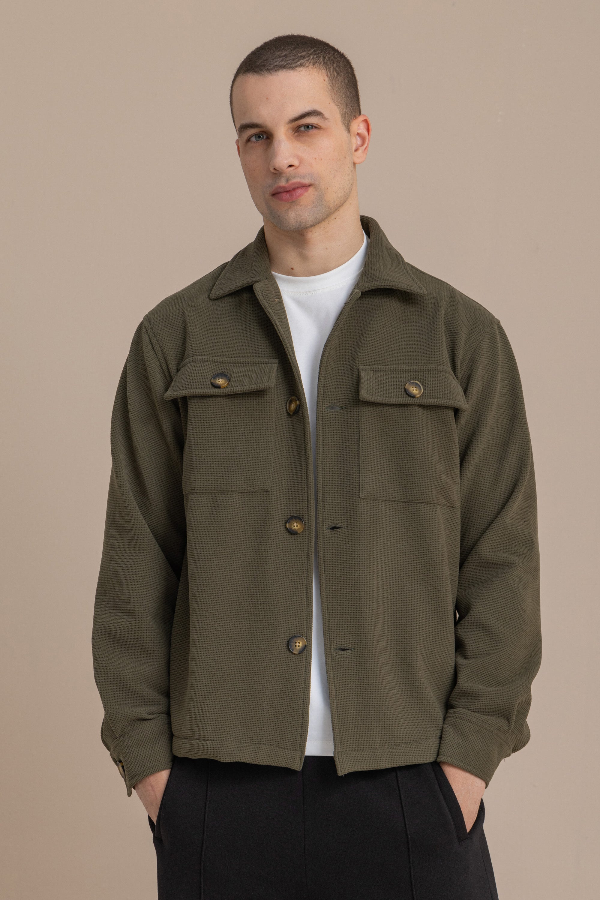 Olive Textured Over Shirt