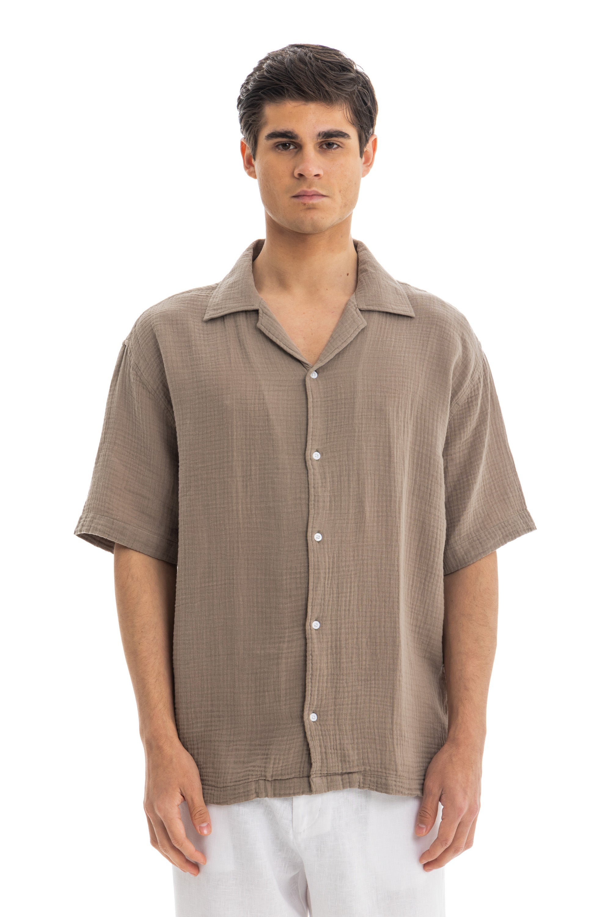 Olive Crinkle Texture Shirt Olive Crinkle Texture Shirt