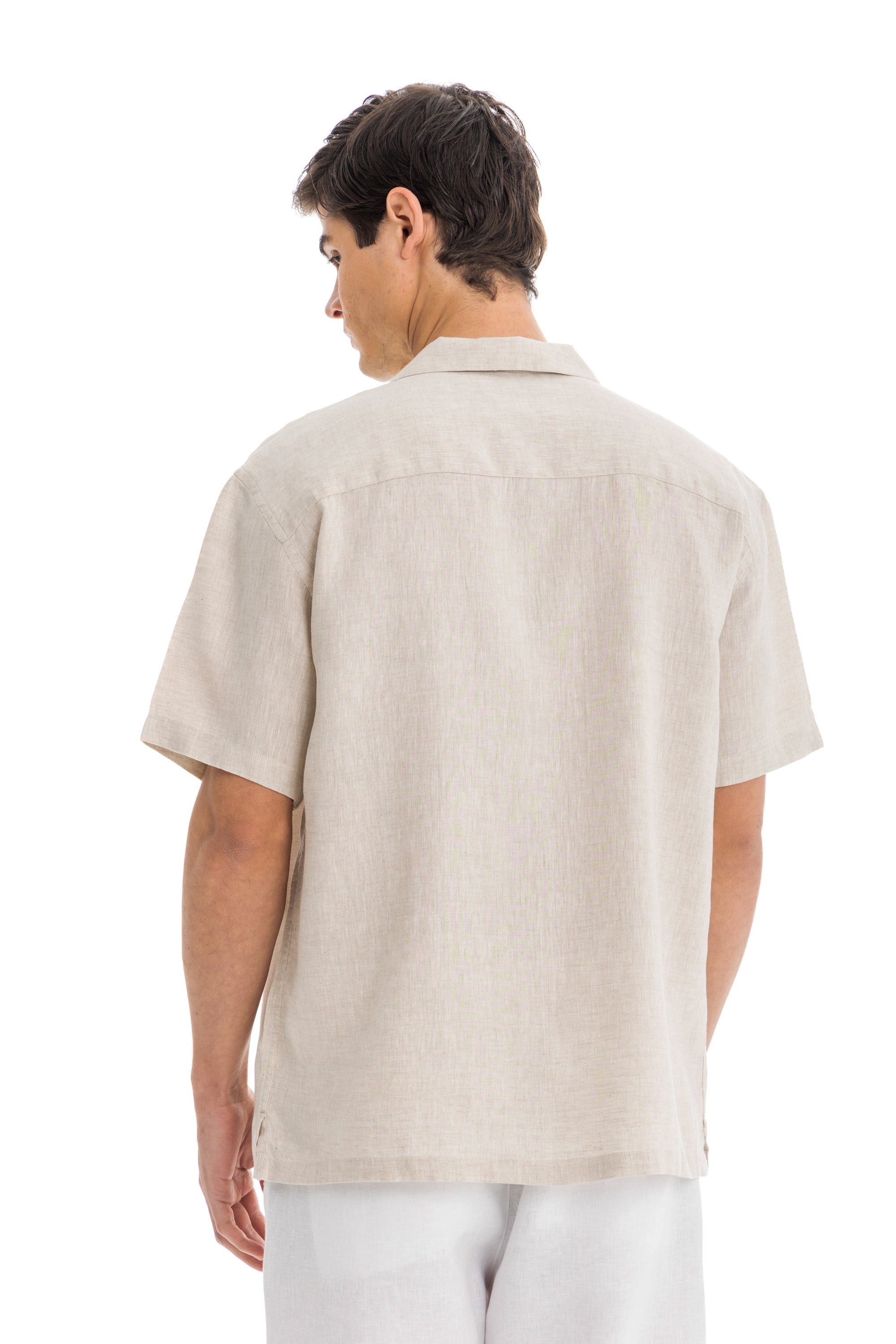 Beige Cuban Linen Shirt Short Sleeve Beige Cuban Linen Shirt Short Sleeve