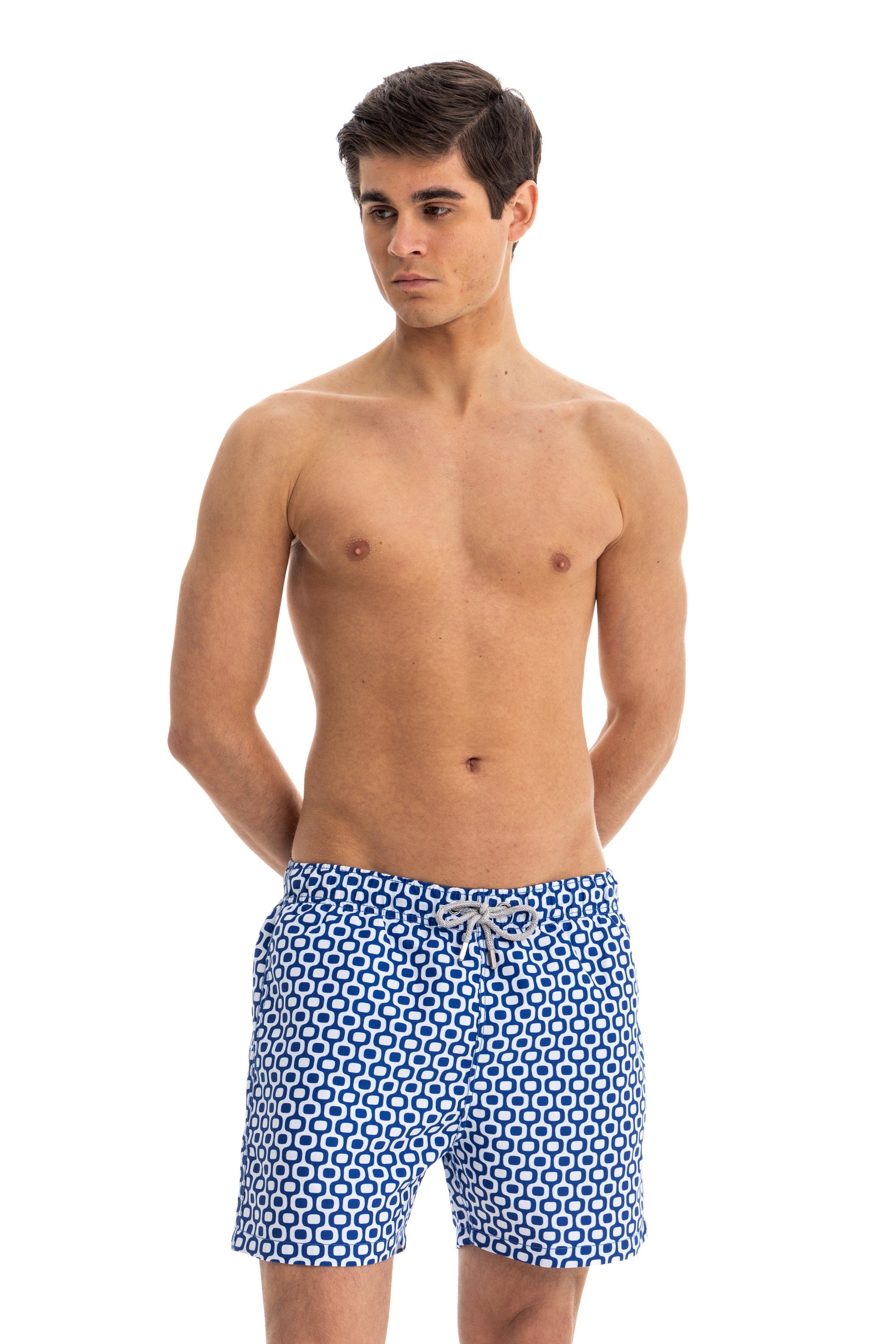 Navy Geometric Swim Shorts