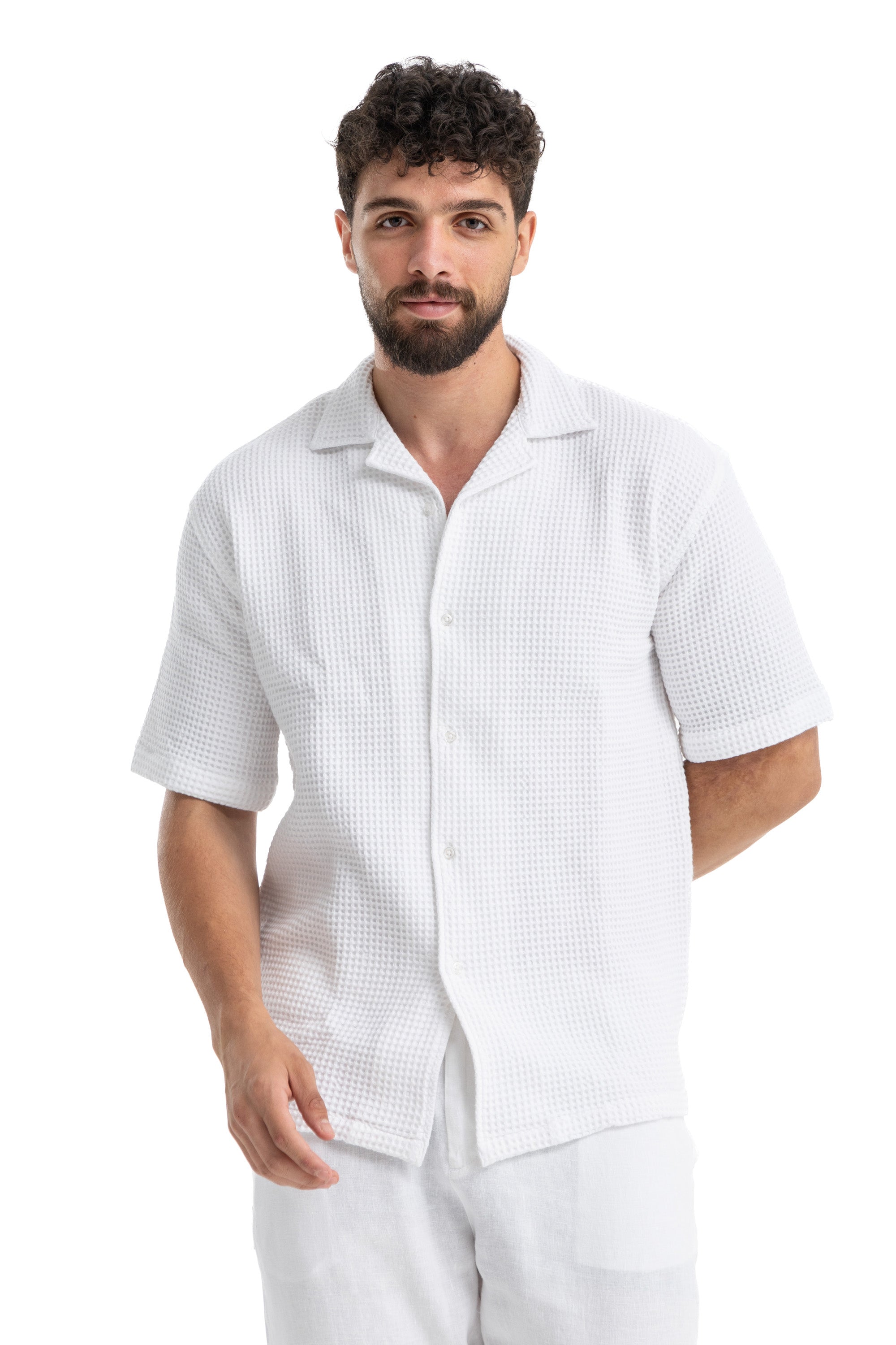White Waffle Texture Shirt