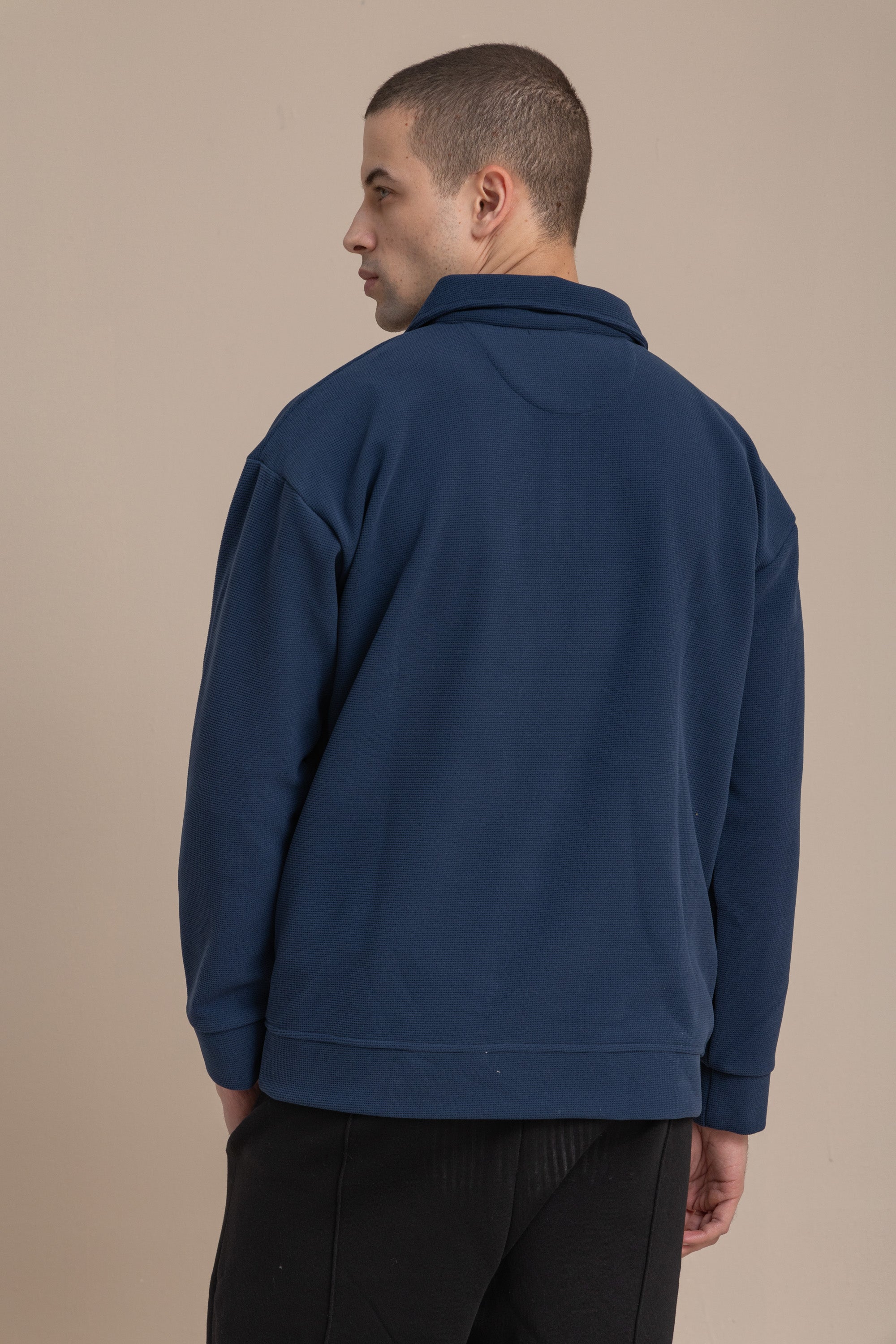 Navy Textured Quarter Zipper Navy Textured Quarter Zipper