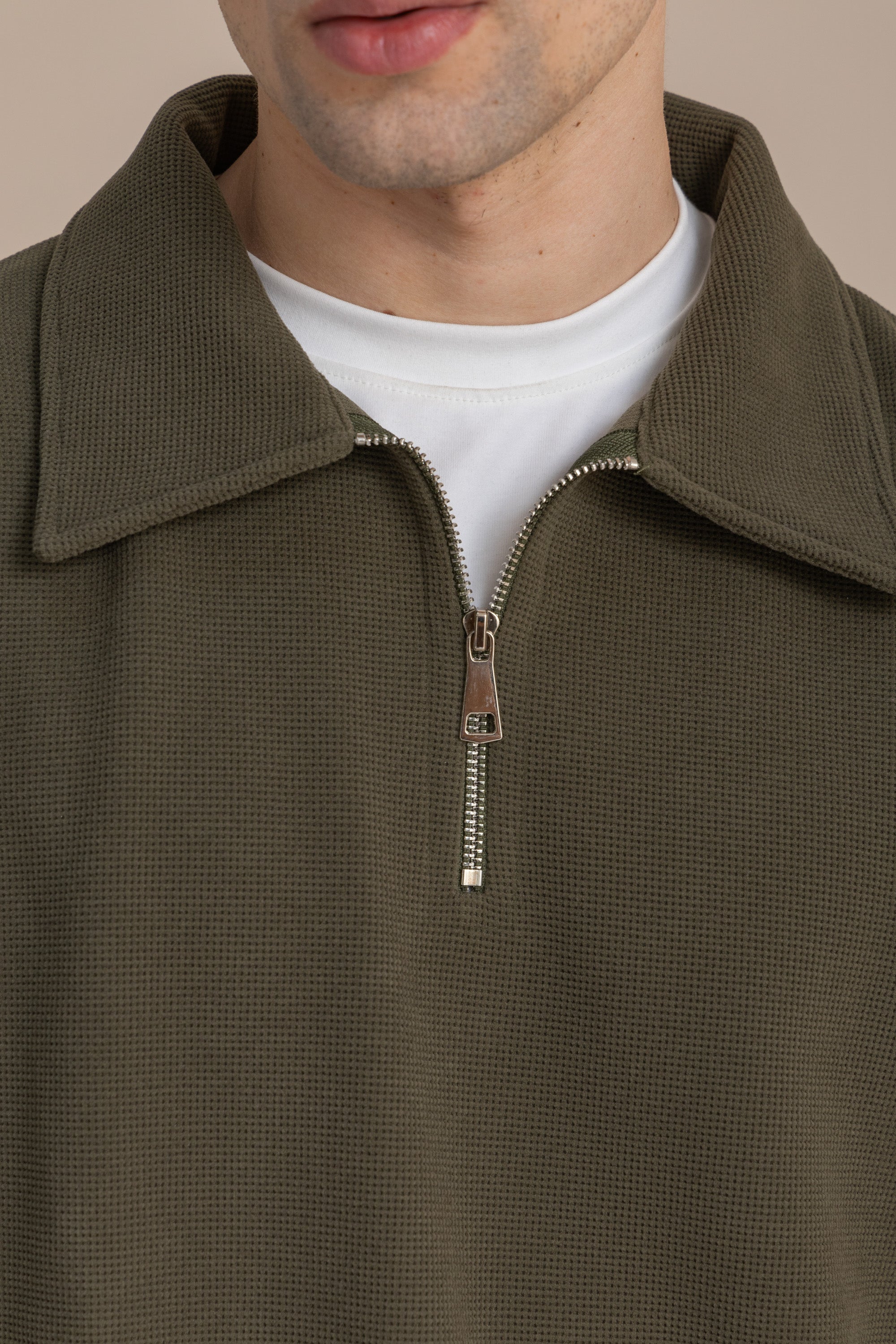 Olive Textured Quarter Zipper Olive Textured Quarter Zipper