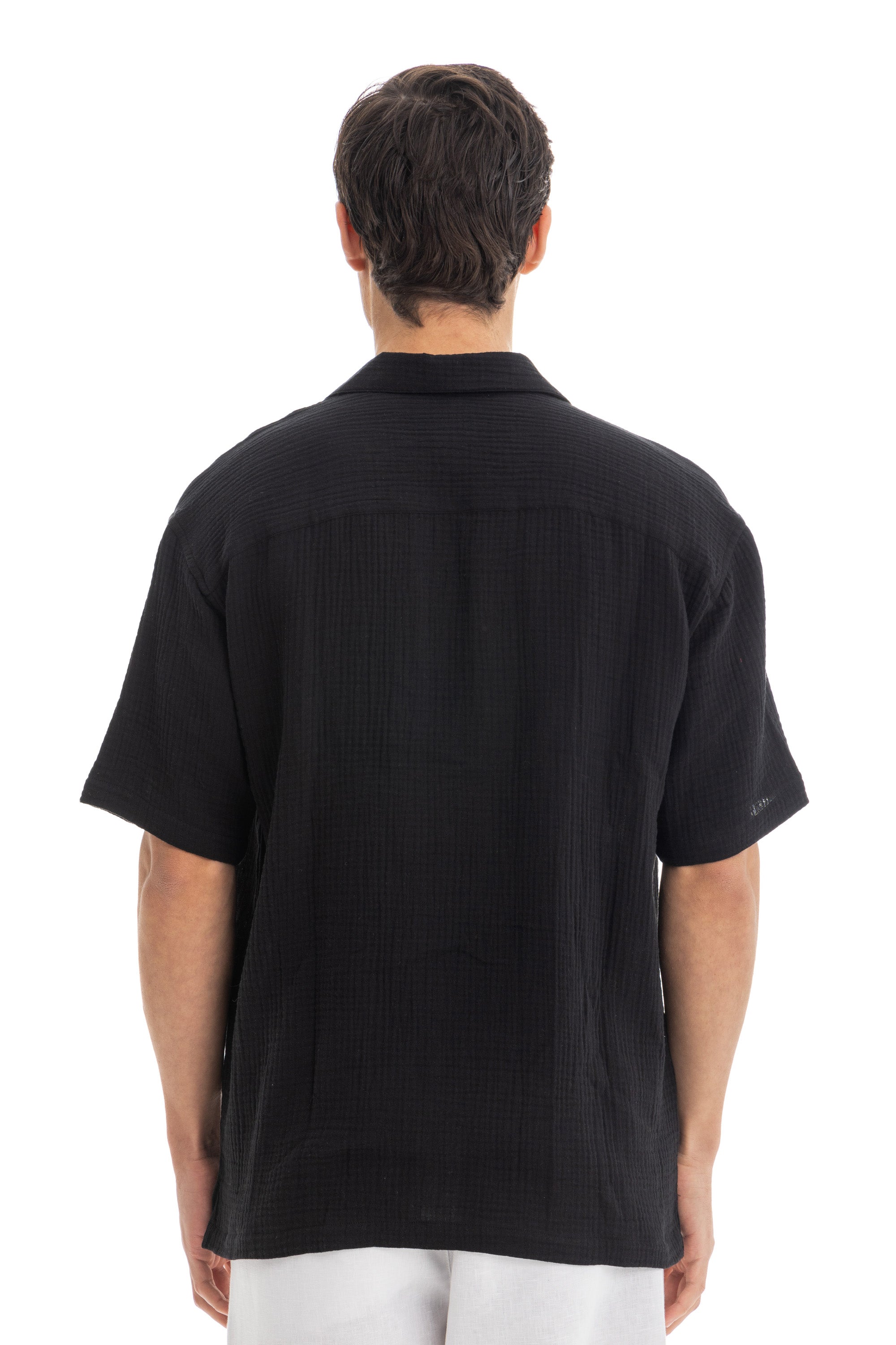 Black Crinkle Texture Shirt