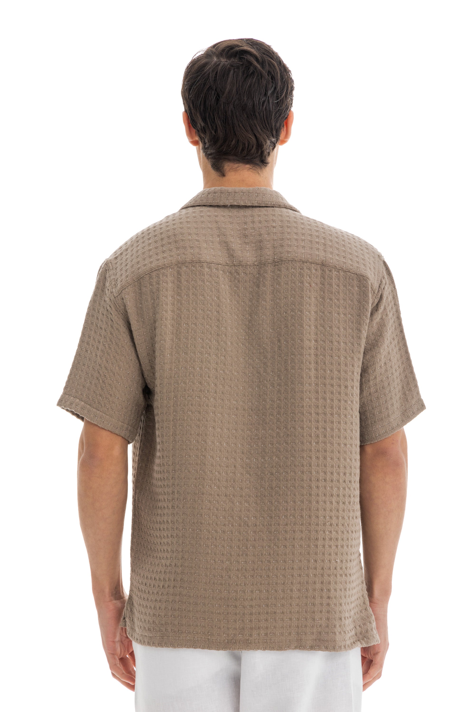Khaki Honey-Comb Cuban Shirt Khaki Honey-Comb Cuban Shirt