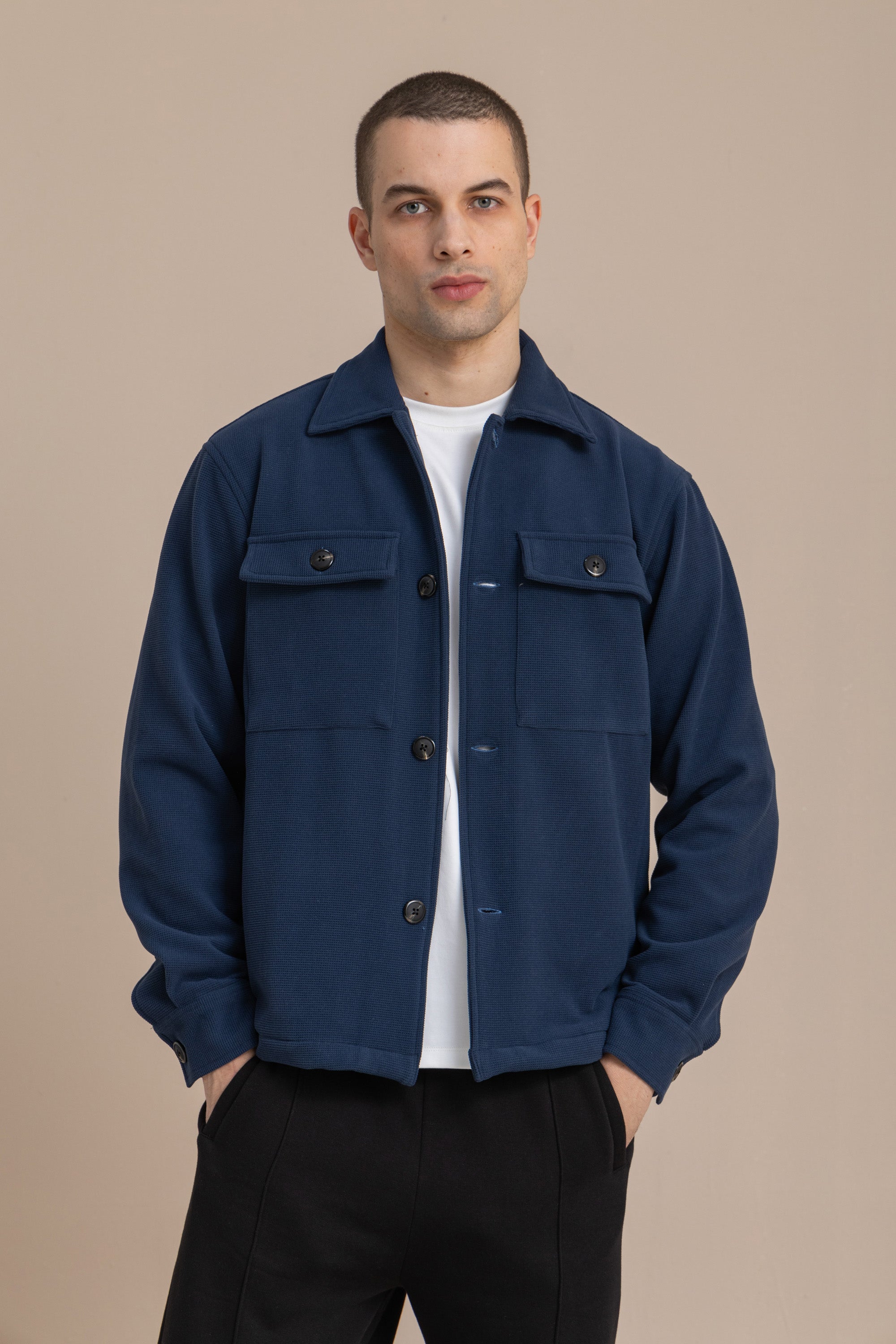 Navy Textured Over Shirt Navy Textured Over Shirt