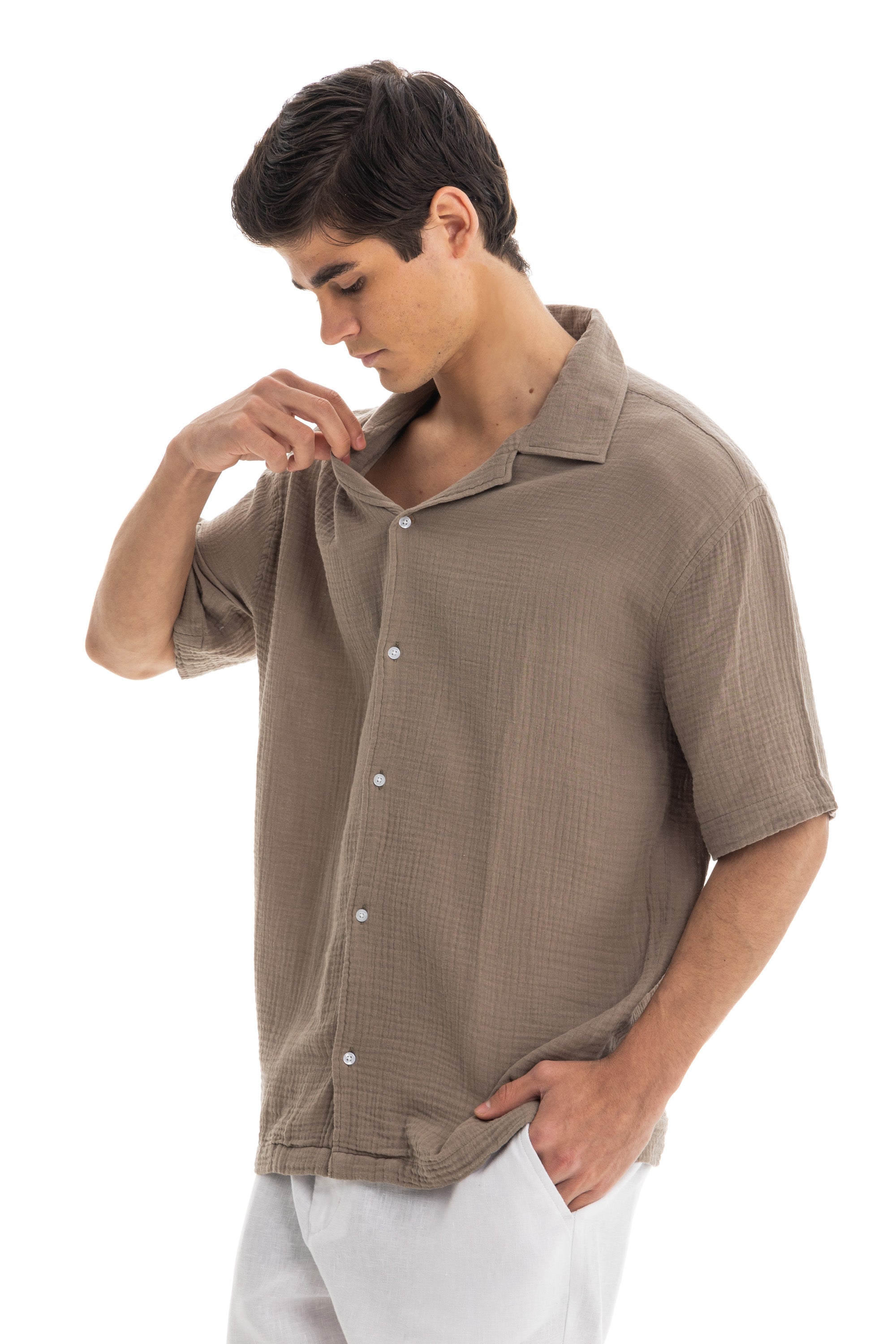 Olive Crinkle Texture Shirt Olive Crinkle Texture Shirt
