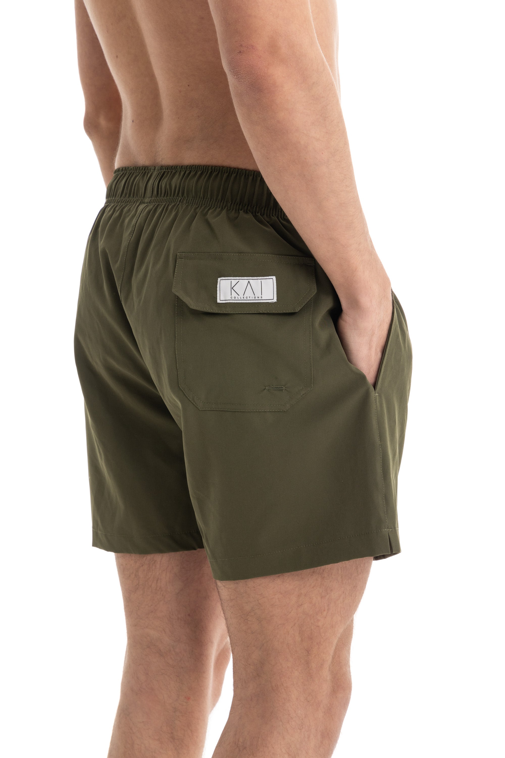 Solid Olive Swim Shorts (4 Way Stretch) Solid Olive Swim Shorts (4 Way Stretch)