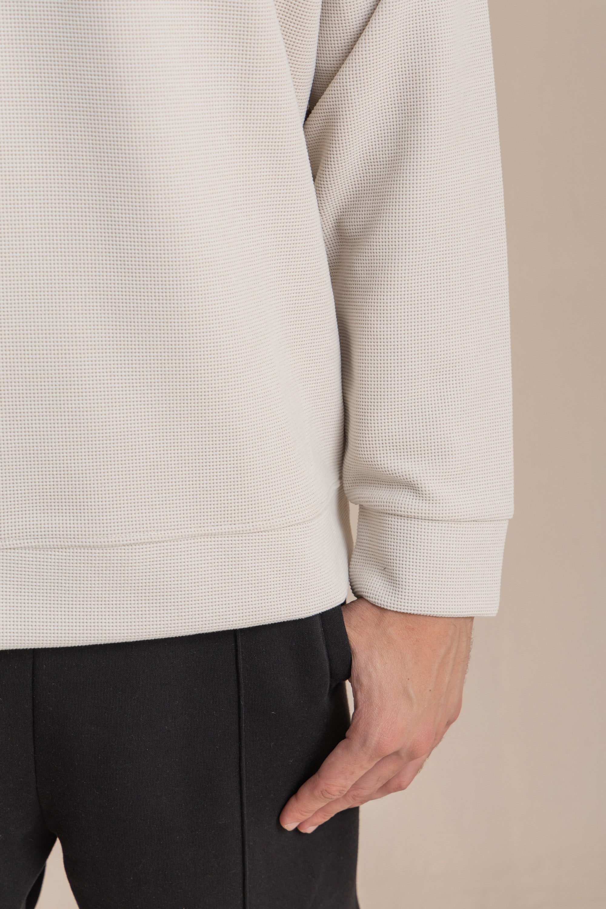 Off-White Textured Quarter Zipper Off-White Textured Quarter Zipper