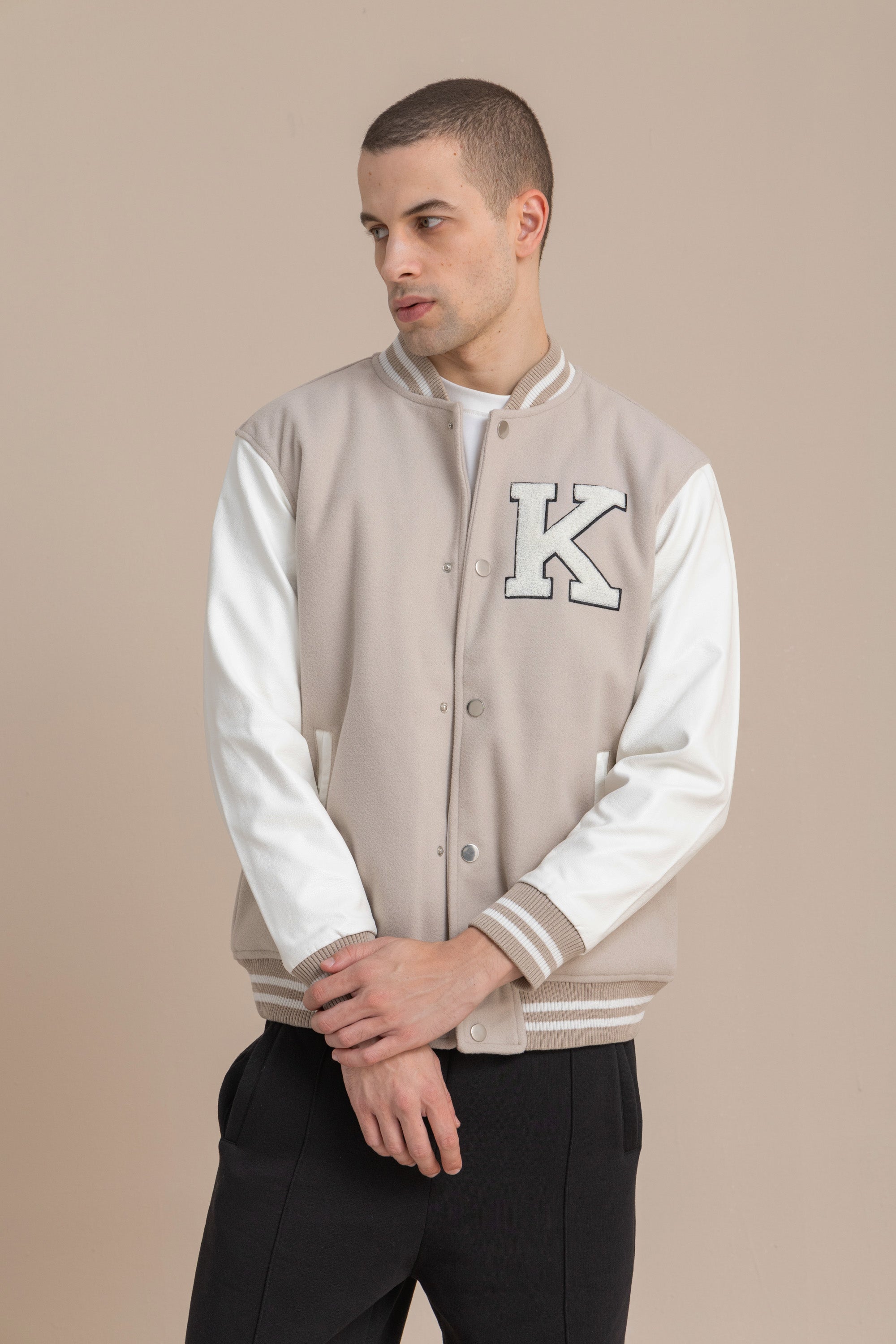 Beige Varsity Jacket