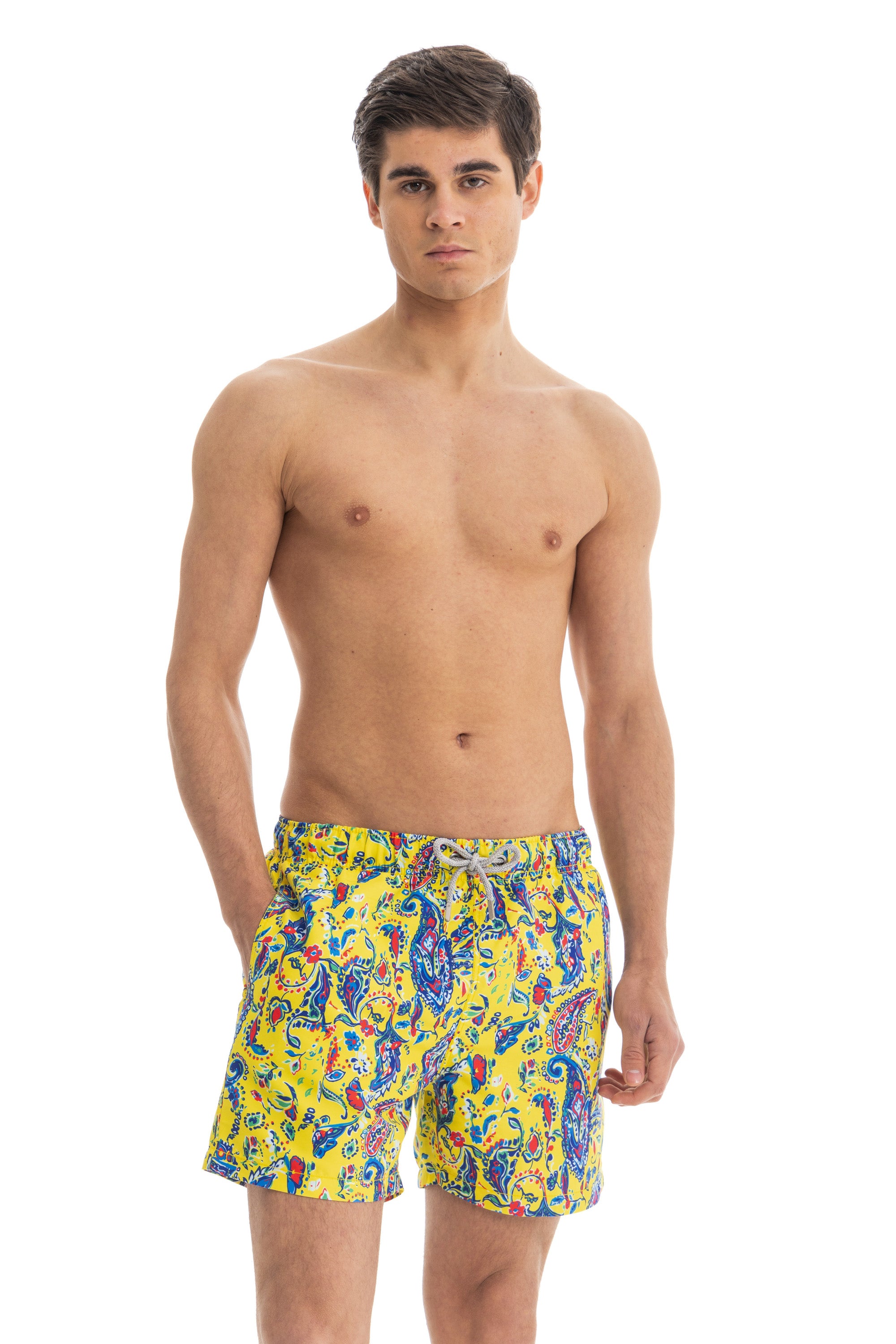 Yellow Paisley Swim Shorts