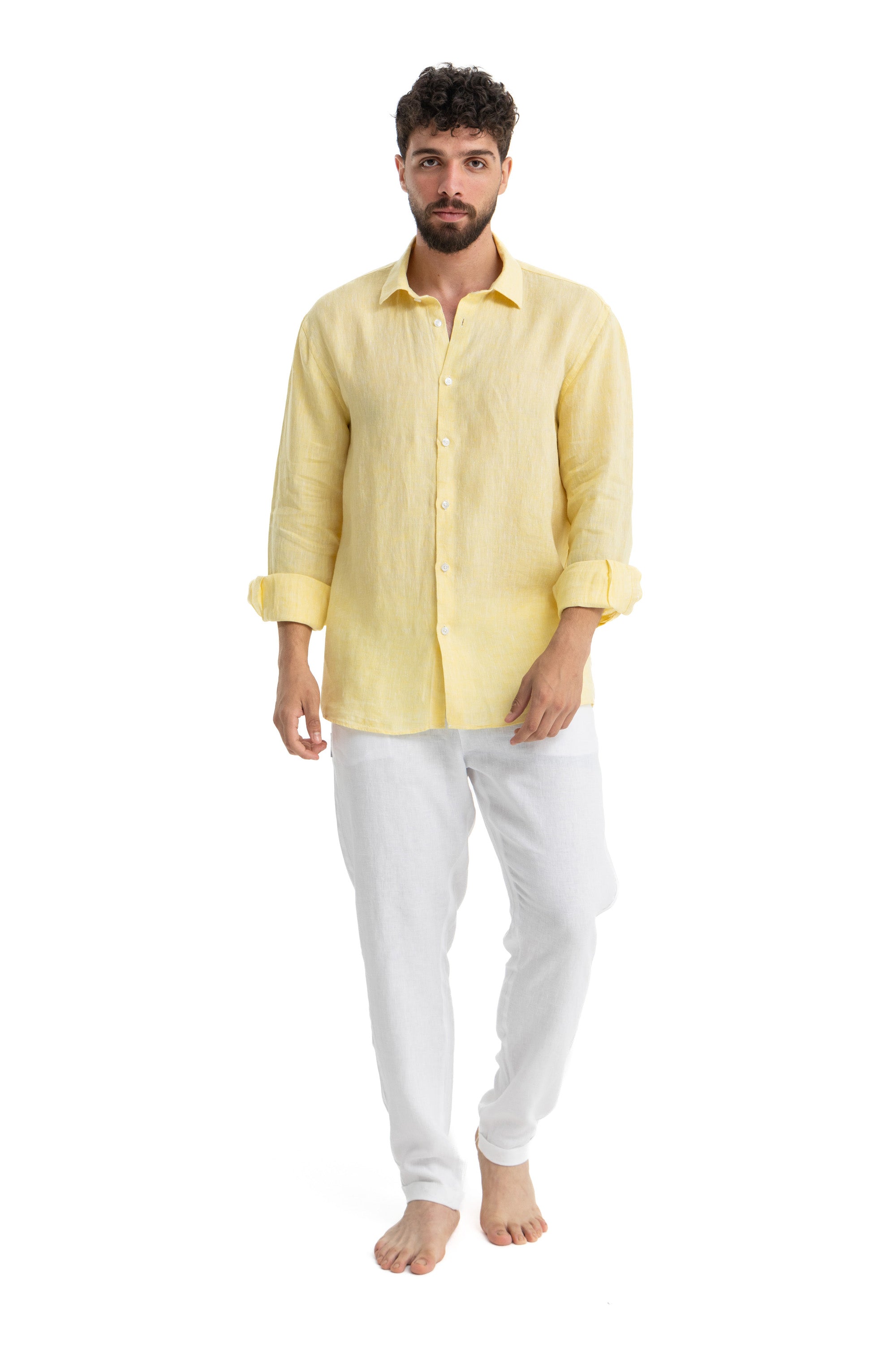 Men`s Yellow Linen Shirt Men`s Yellow Linen Shirt