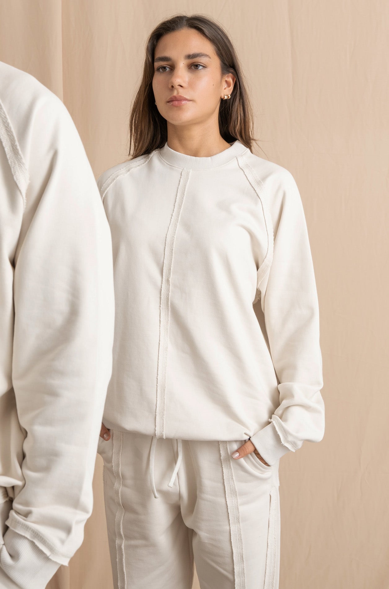 Unisex Off-White Distressed Sweatshirt Unisex Off-White Distressed Sweatshirt