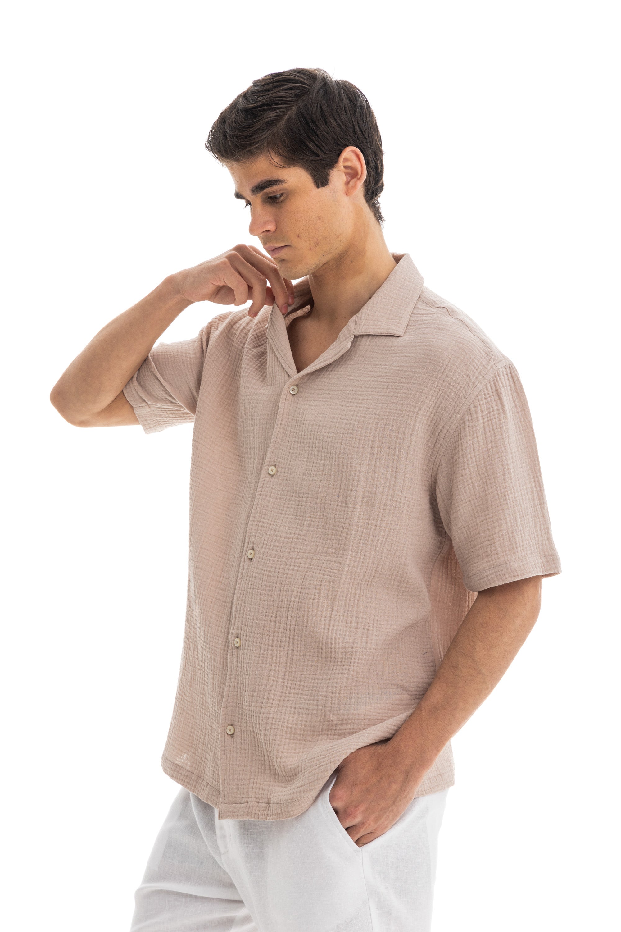 Beige Crinkle Texture Shirt Beige Crinkle Texture Shirt