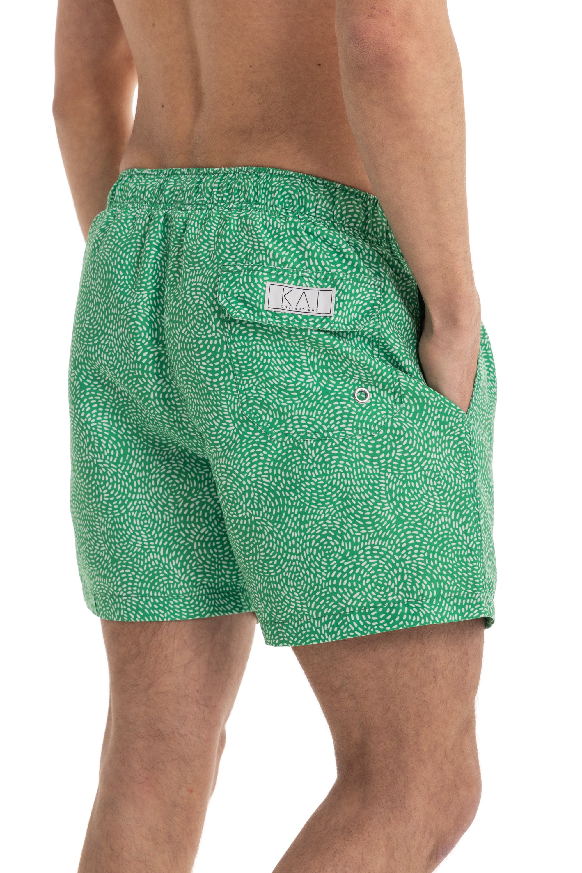 Green Spiral Swim Shorts