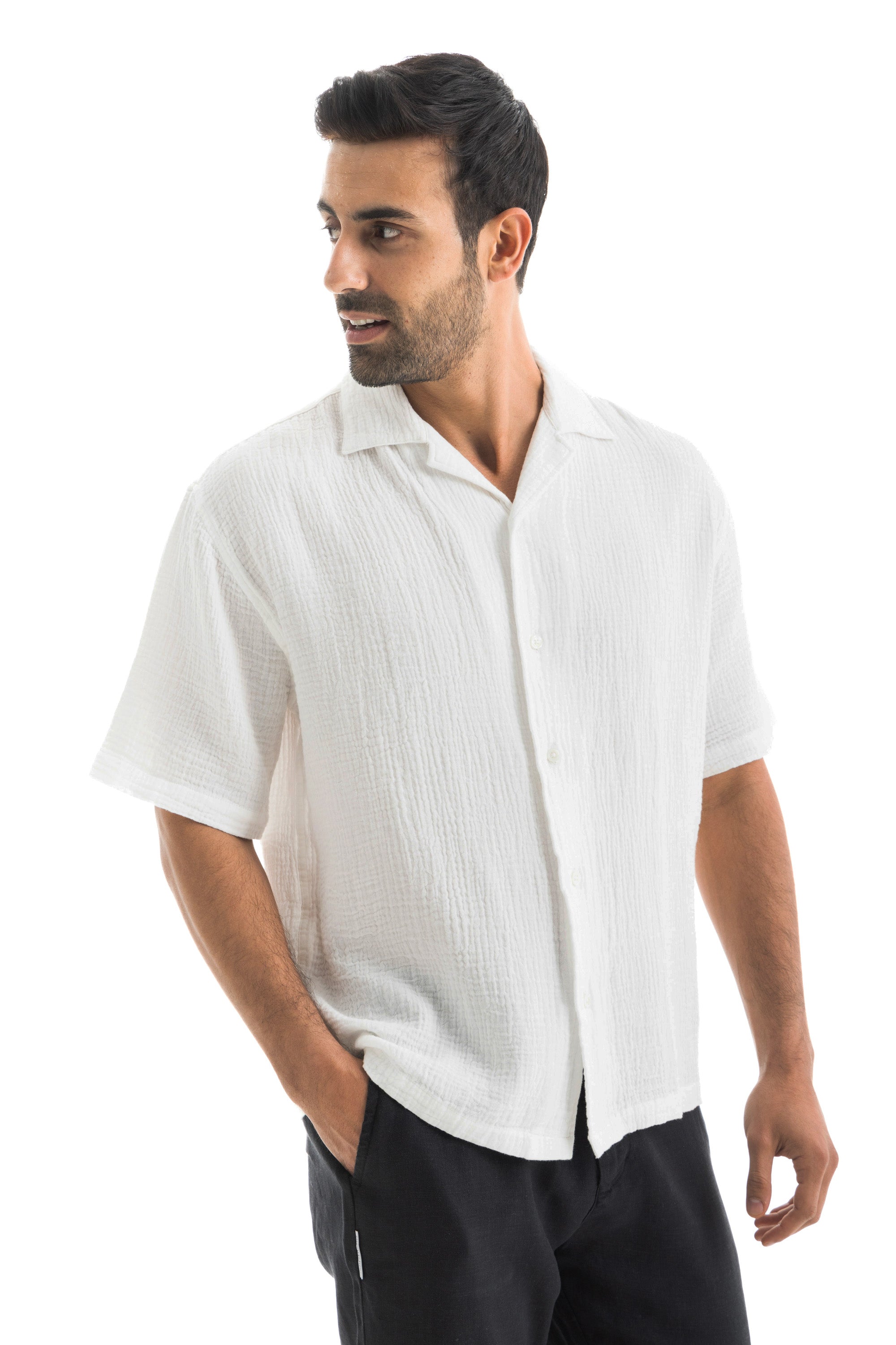 White Crinkle Texture Shirt